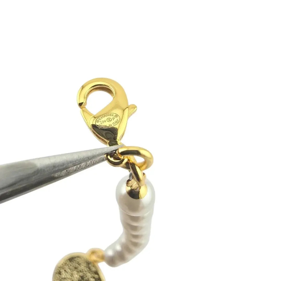 Chanel CC Faux Pearl Heart Denim Bracelet 24SS CHANEL