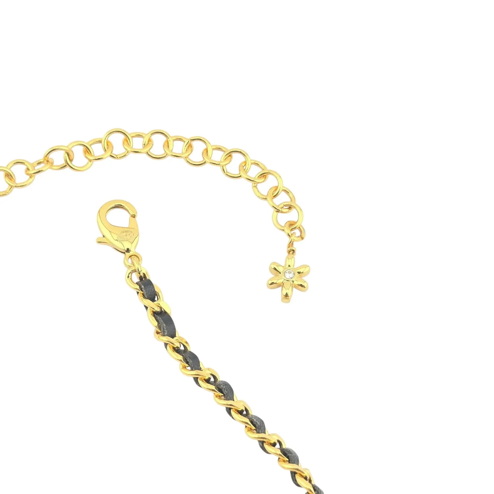 Chanel CC Choker Floral Gold Black Leather Necklace 2023 CHANEL