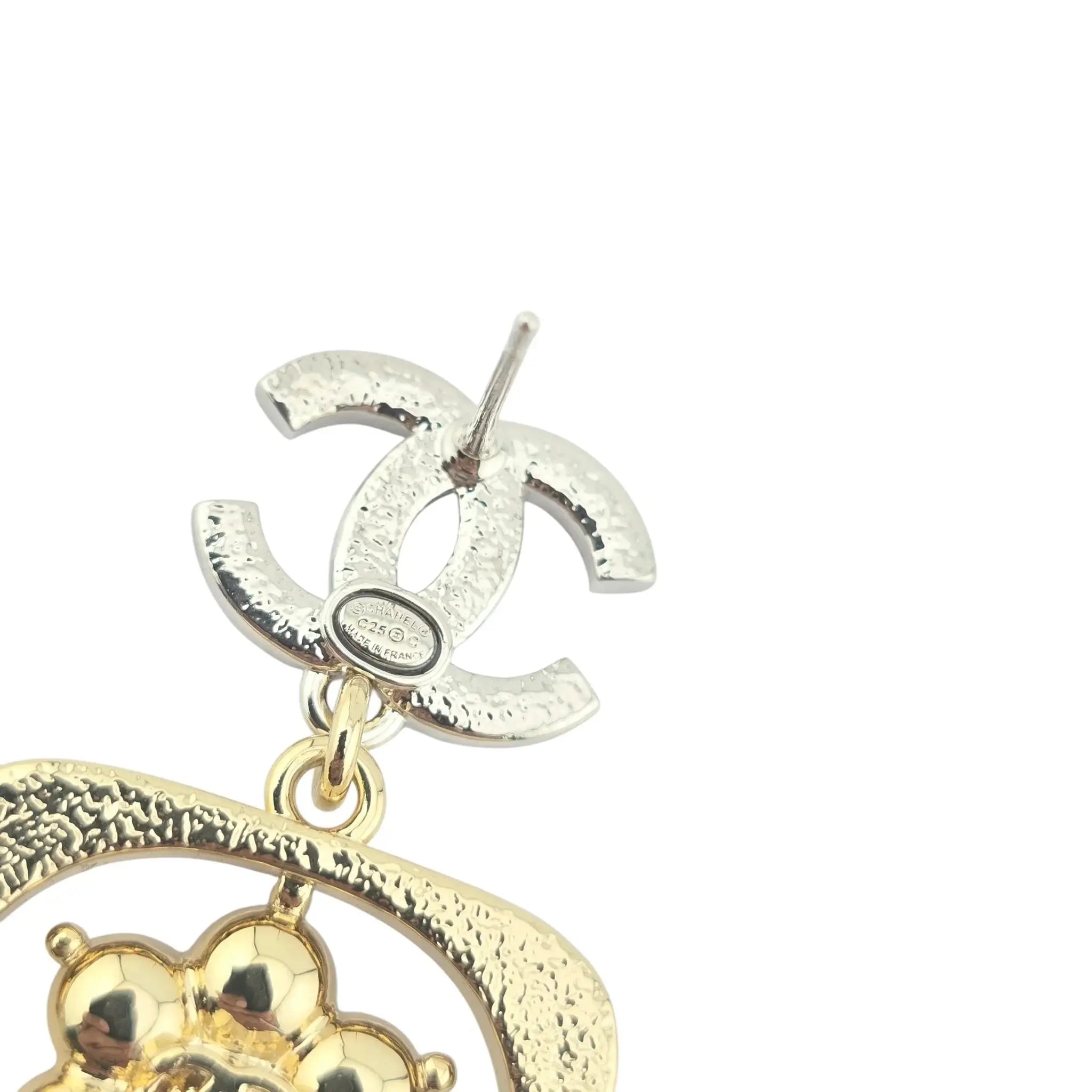 Chanel CC Floral Crystal Drop Earrings 25C CHANEL