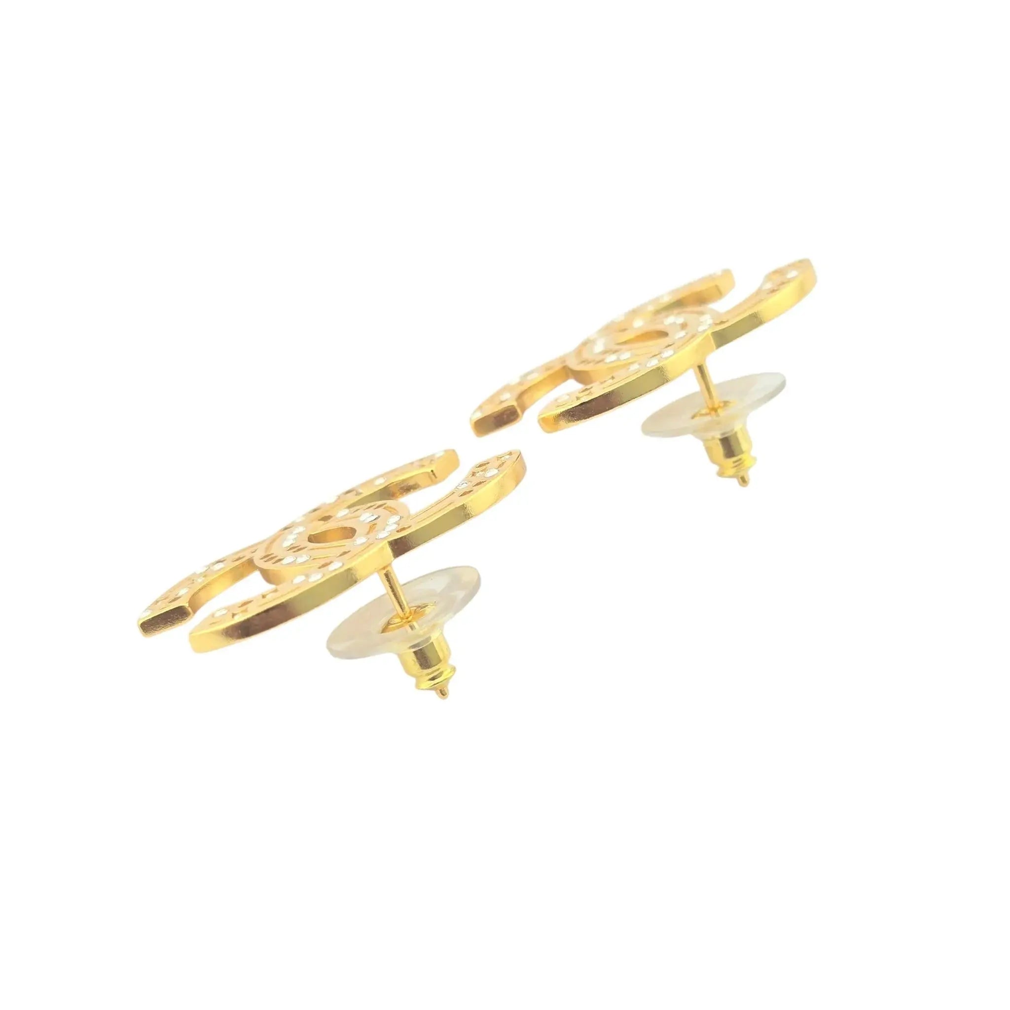 Chanel CC Gold Crystal Earrings 2024 CHANEL