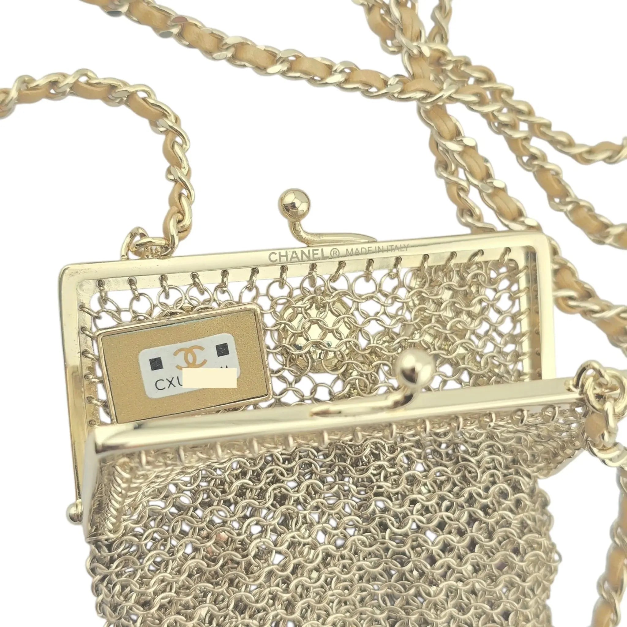 Chanel CC Gold Metal Chain Embellished Mini Frame Pouch CHANEL