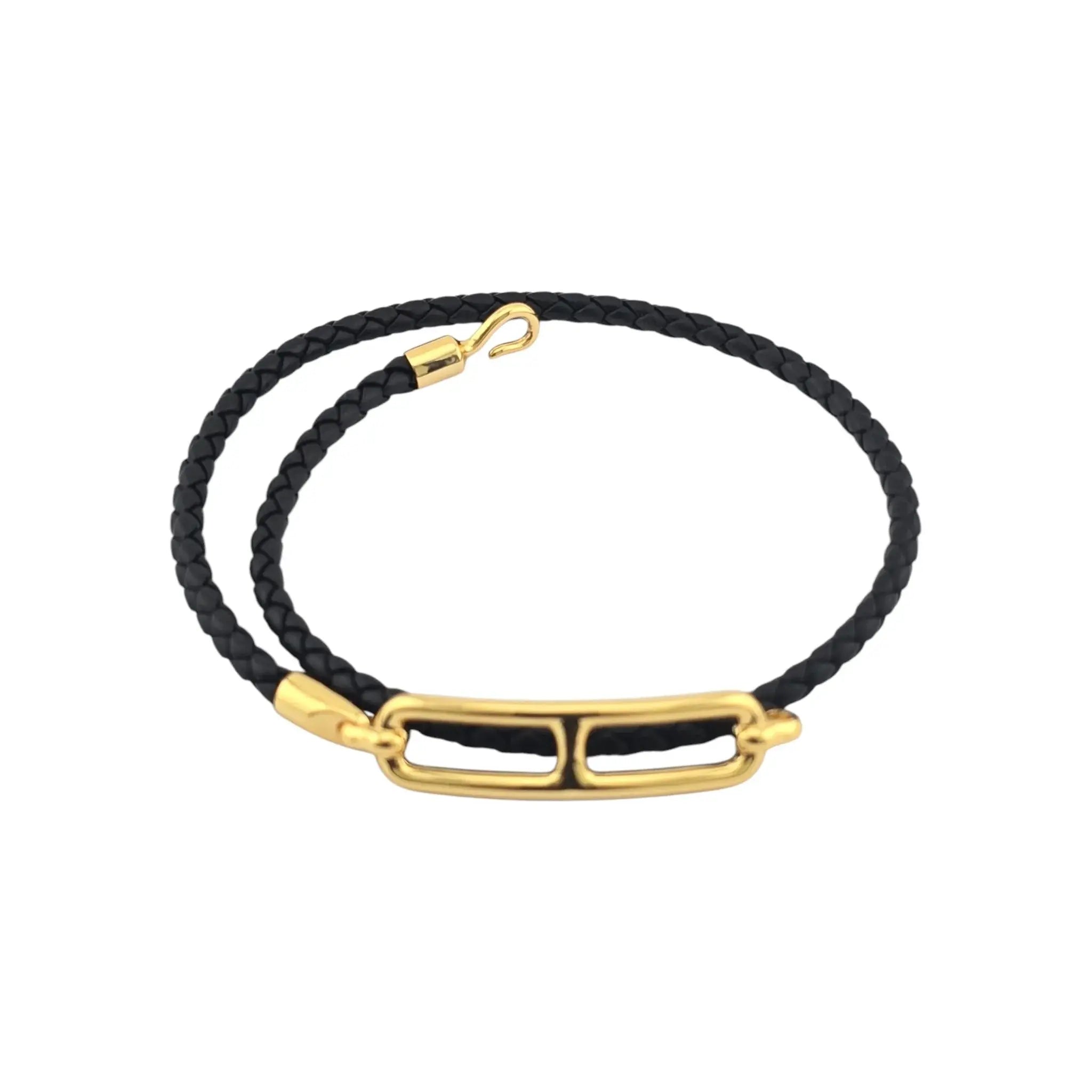 Hermès Roulis Double Tour Black (Noir) Gold - T2 BIJOUX HEAVEN