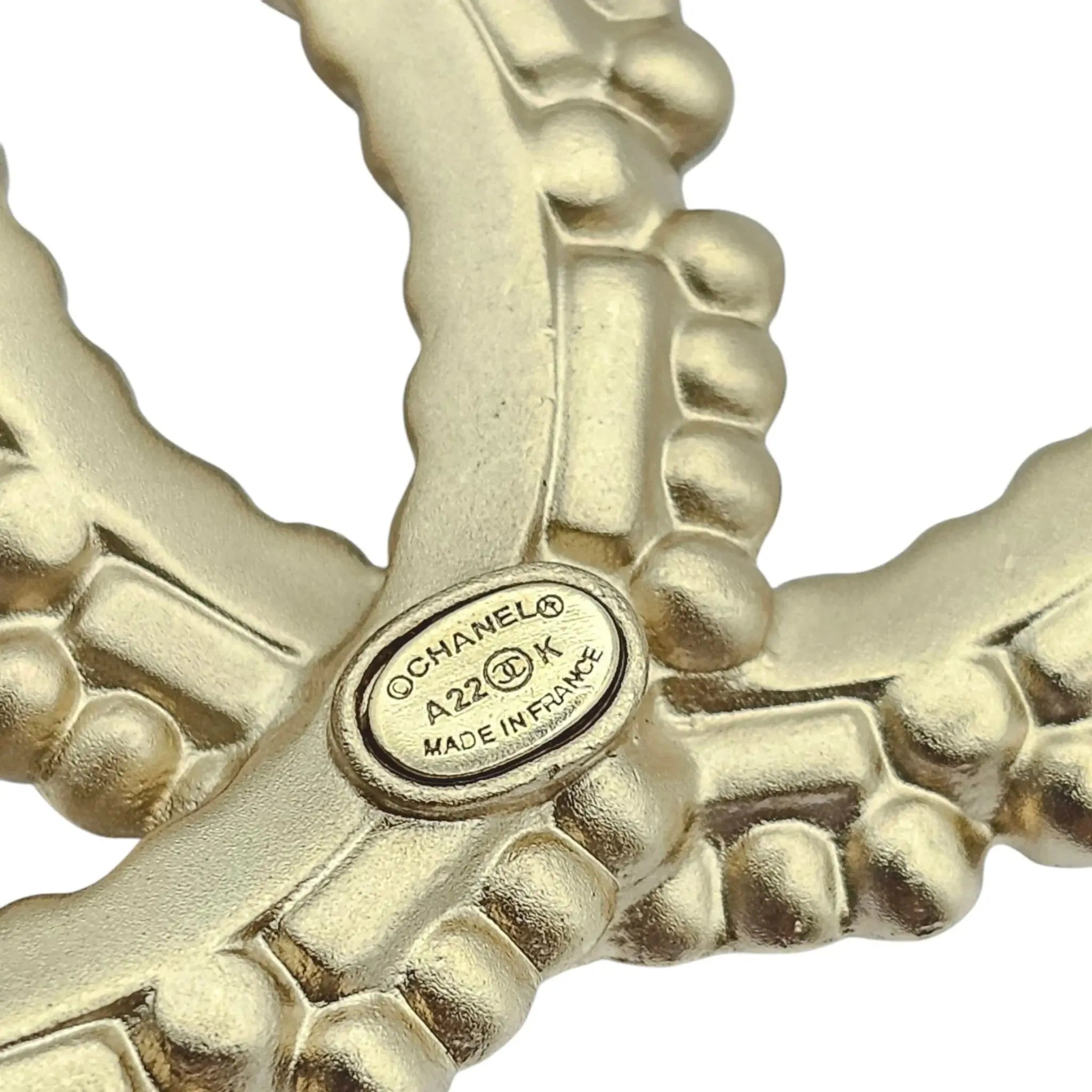 Chanel CC Crystal Pearl Brooch 22K CHANEL