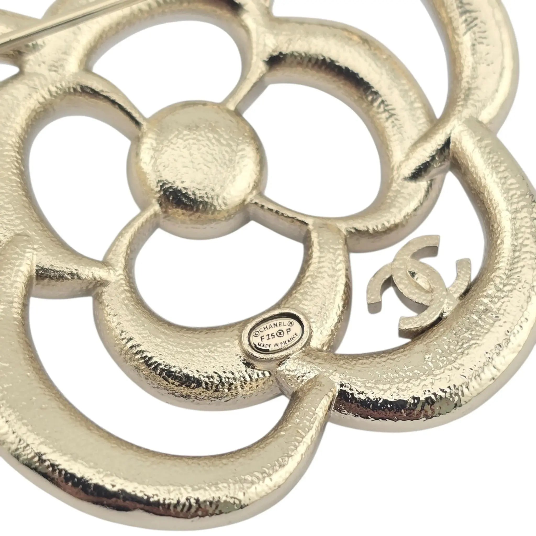 Chanel CC Gold Crystal Camellia Flower Brooch 2025 CHANEL