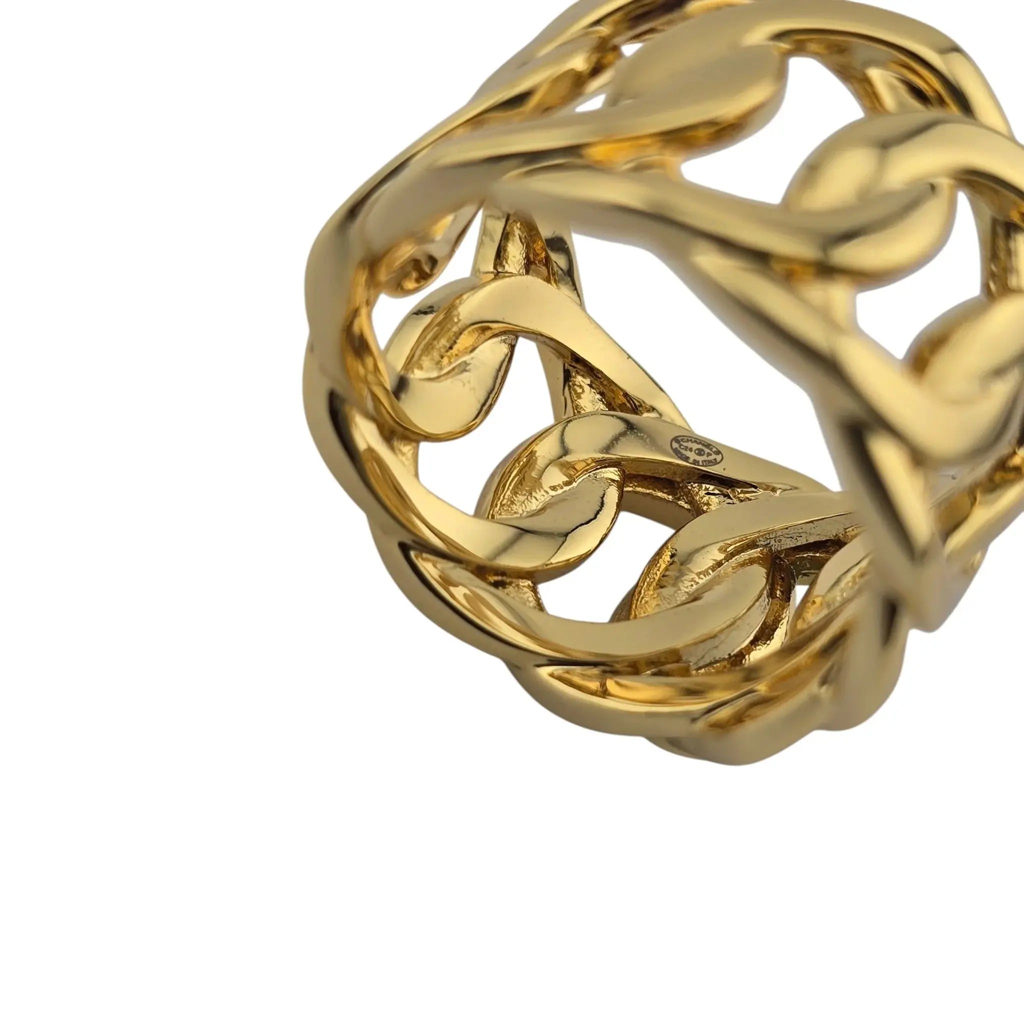Chanel CC Gold Crystal Band Ring 2024 CHANEL