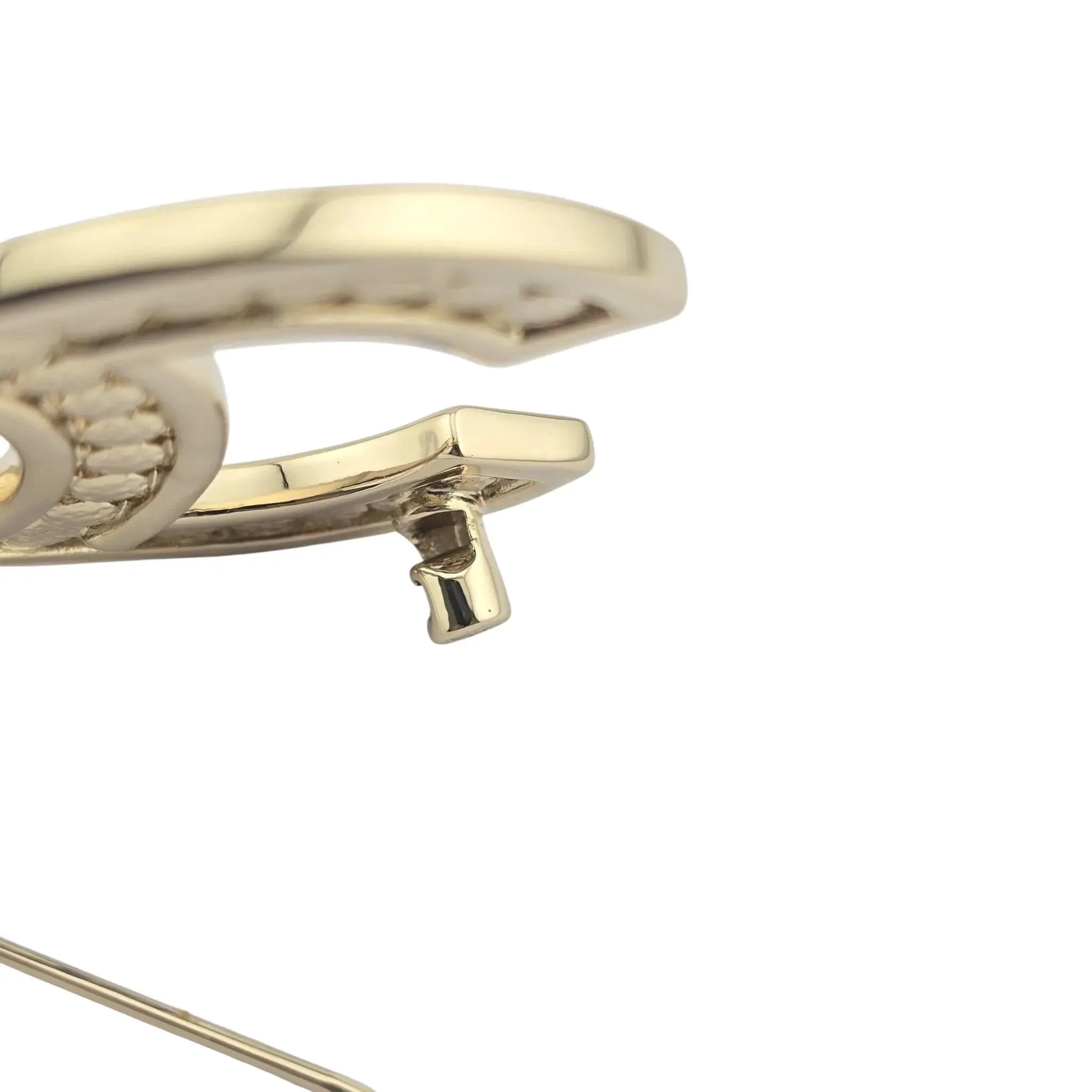 Chanel CC Metal Crystal Brooch Gold Black CHANEL