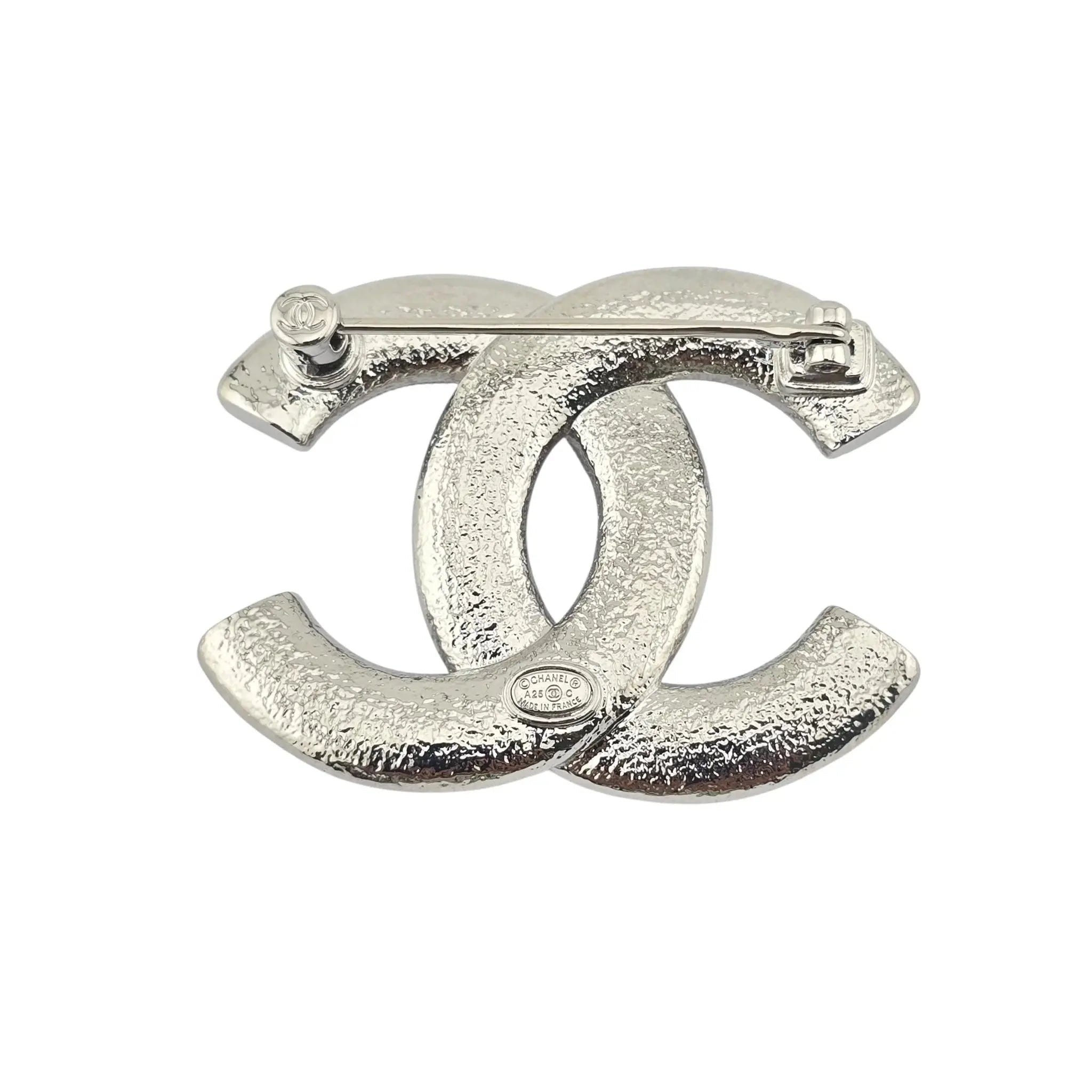 Chanel CC Silver Crystals Enamel Brooch 2025 CHANEL