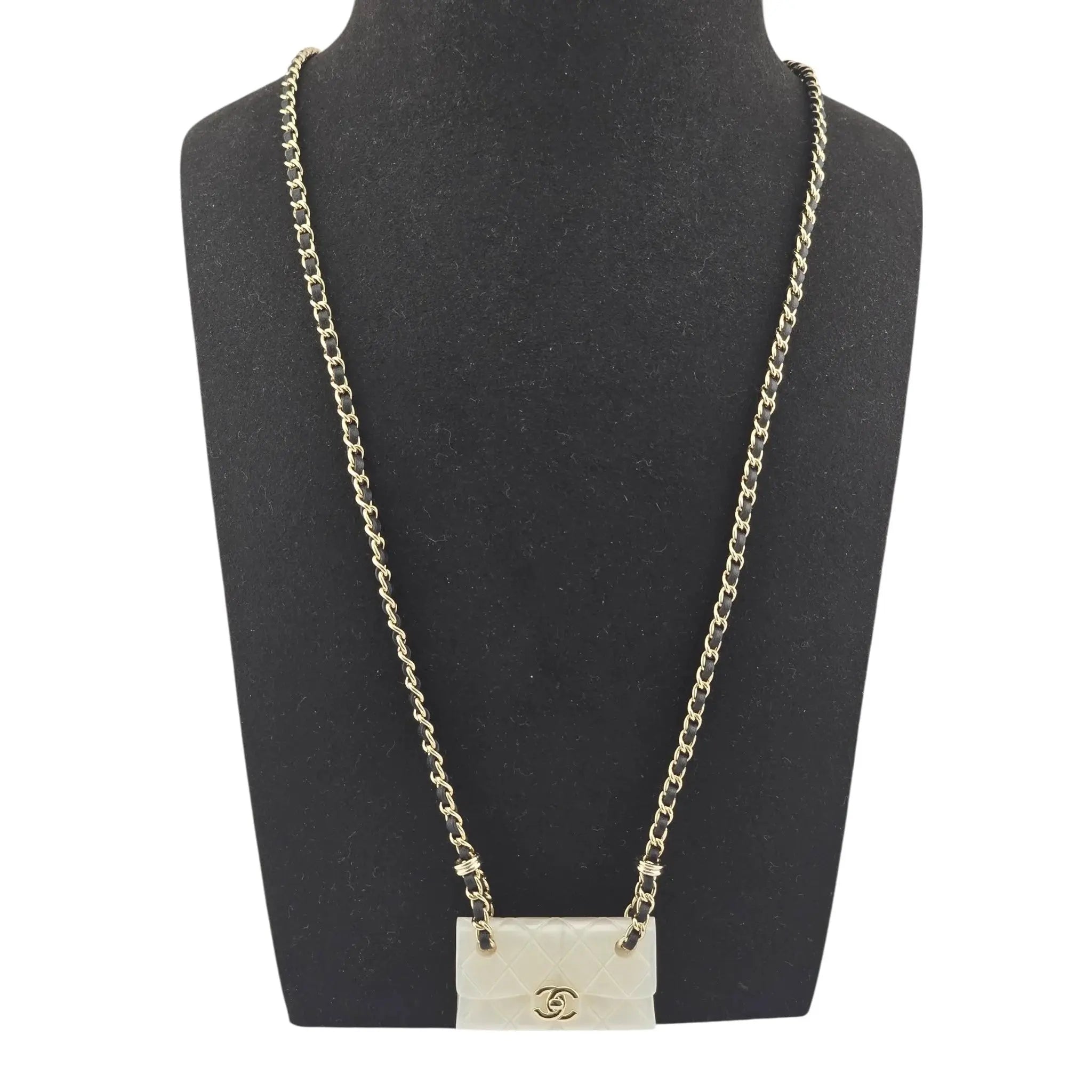 Chanel CC Matelasse White Resin Bag Necklace 2023 CHANEL