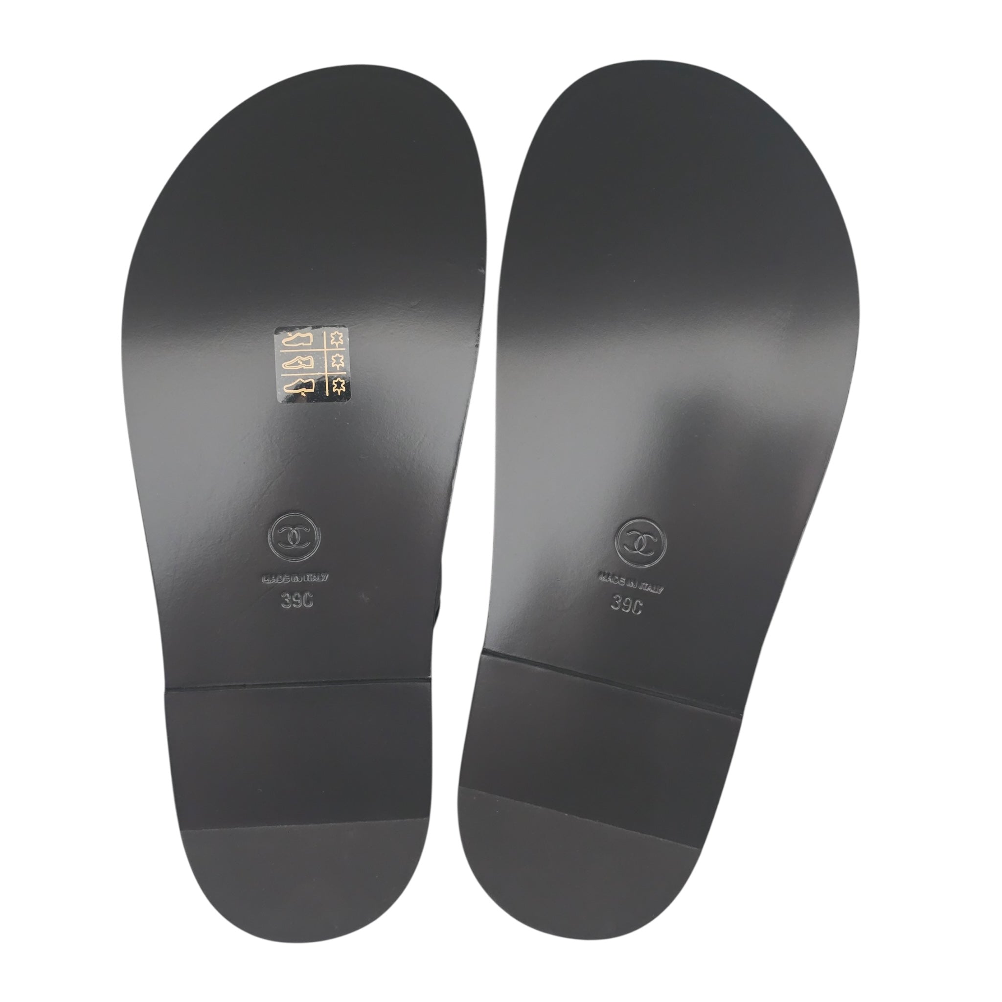 Chanel CC Dad Backless Black Quilt Sandals