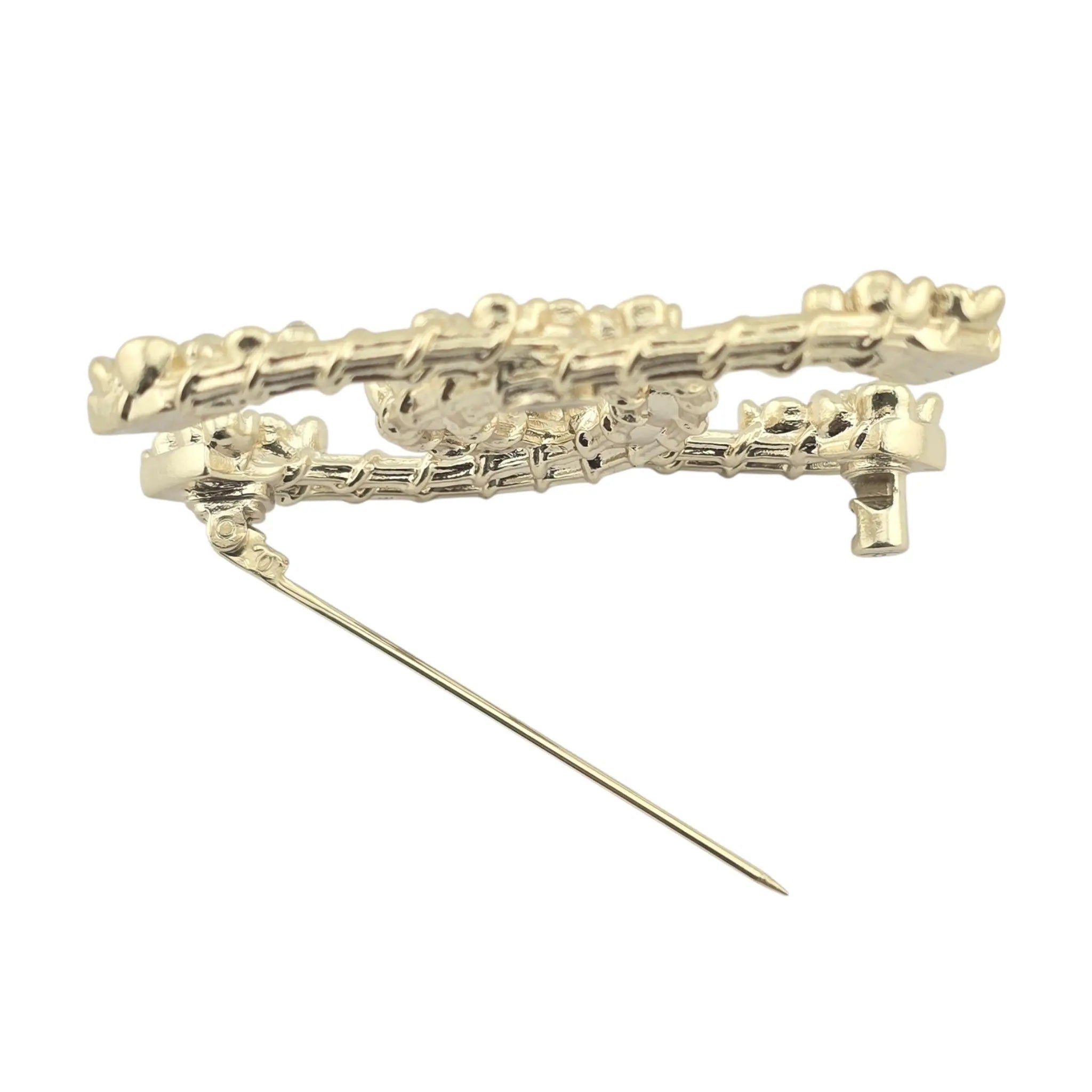 Chanel CC Metal Crystal Camellia Brooch Light Gold CHANEL