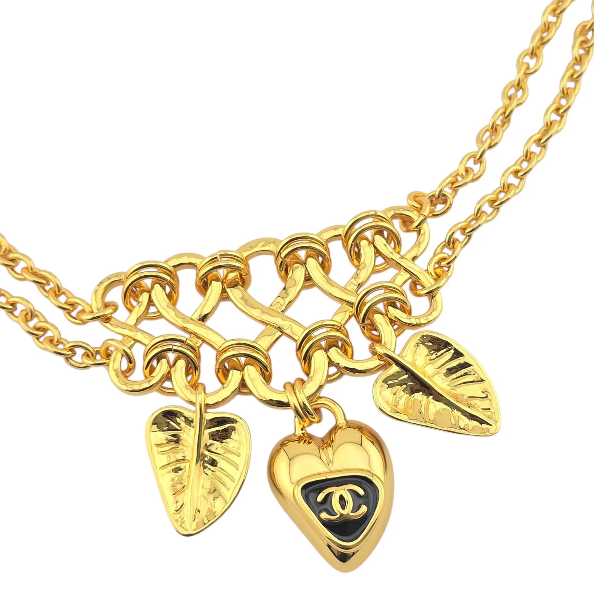 Chanel CC Gold Leaf Pendant Necklace 2025