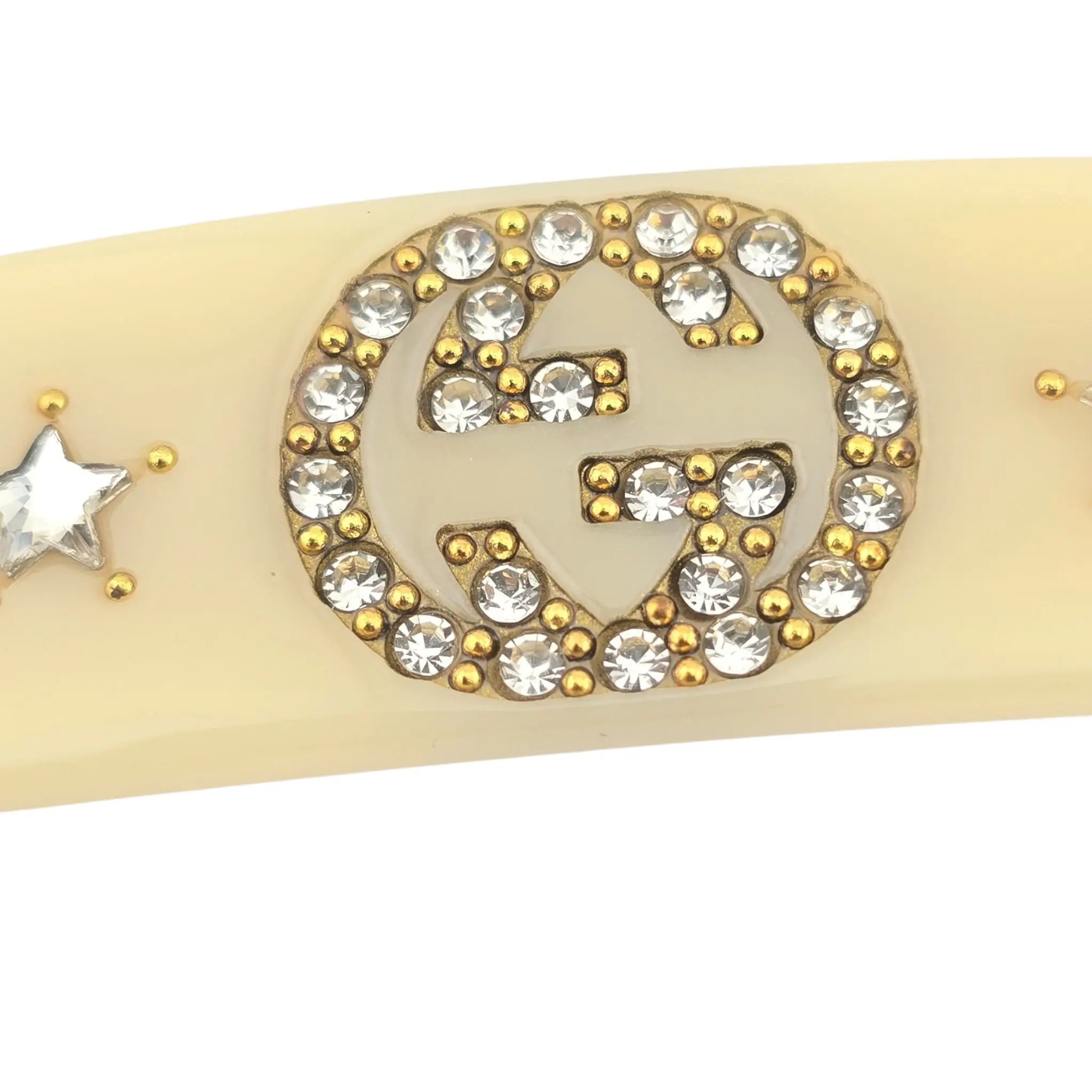 GUCCI GG Resin Crystal Star Hair Clip White GUCCI