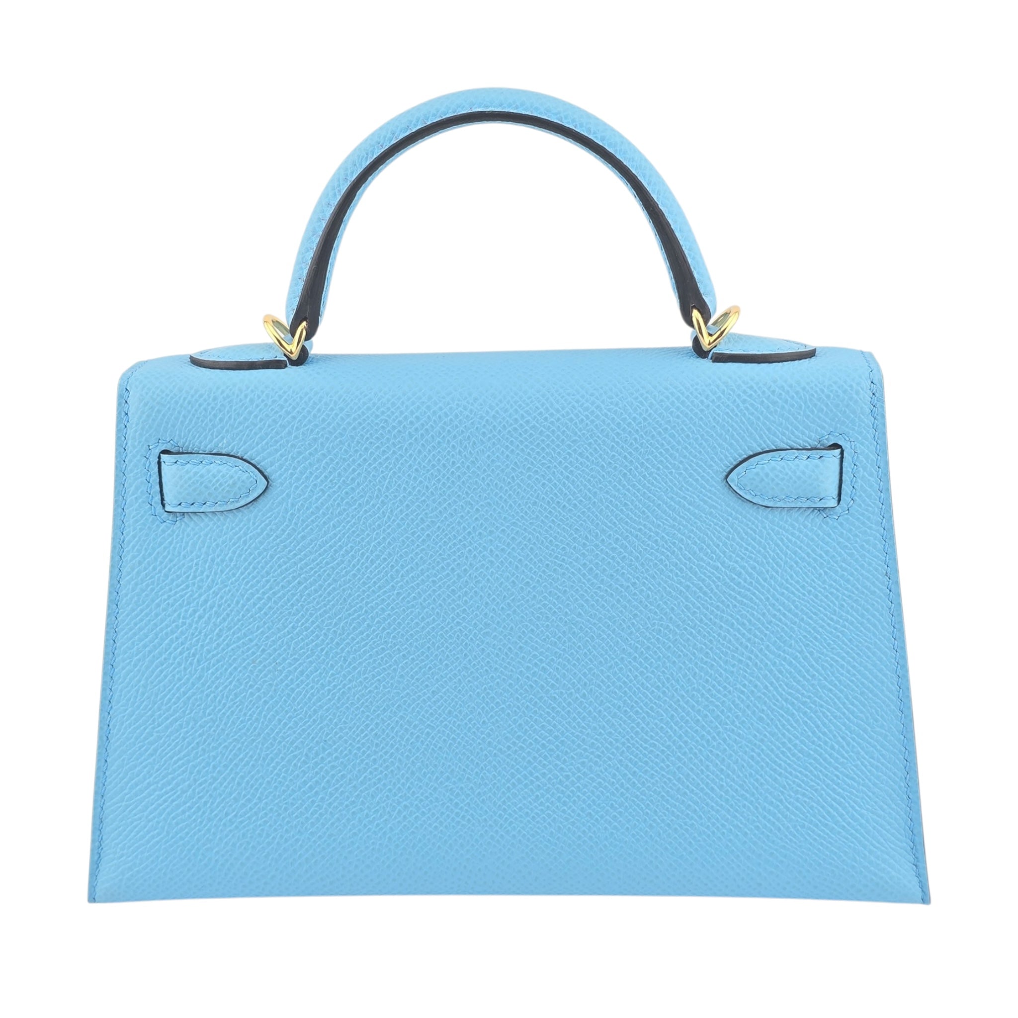 Hermes Mini Kelly II Bleu Celeste Epsom Gold Hardware