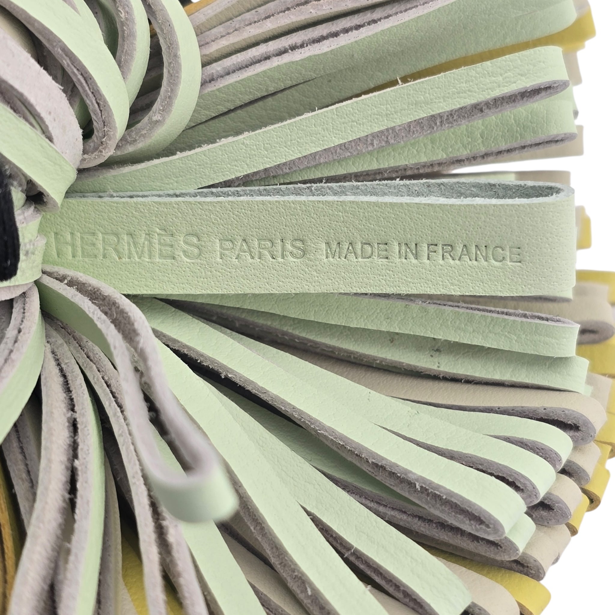Hermes Carmen Key Ring Lime / Craie