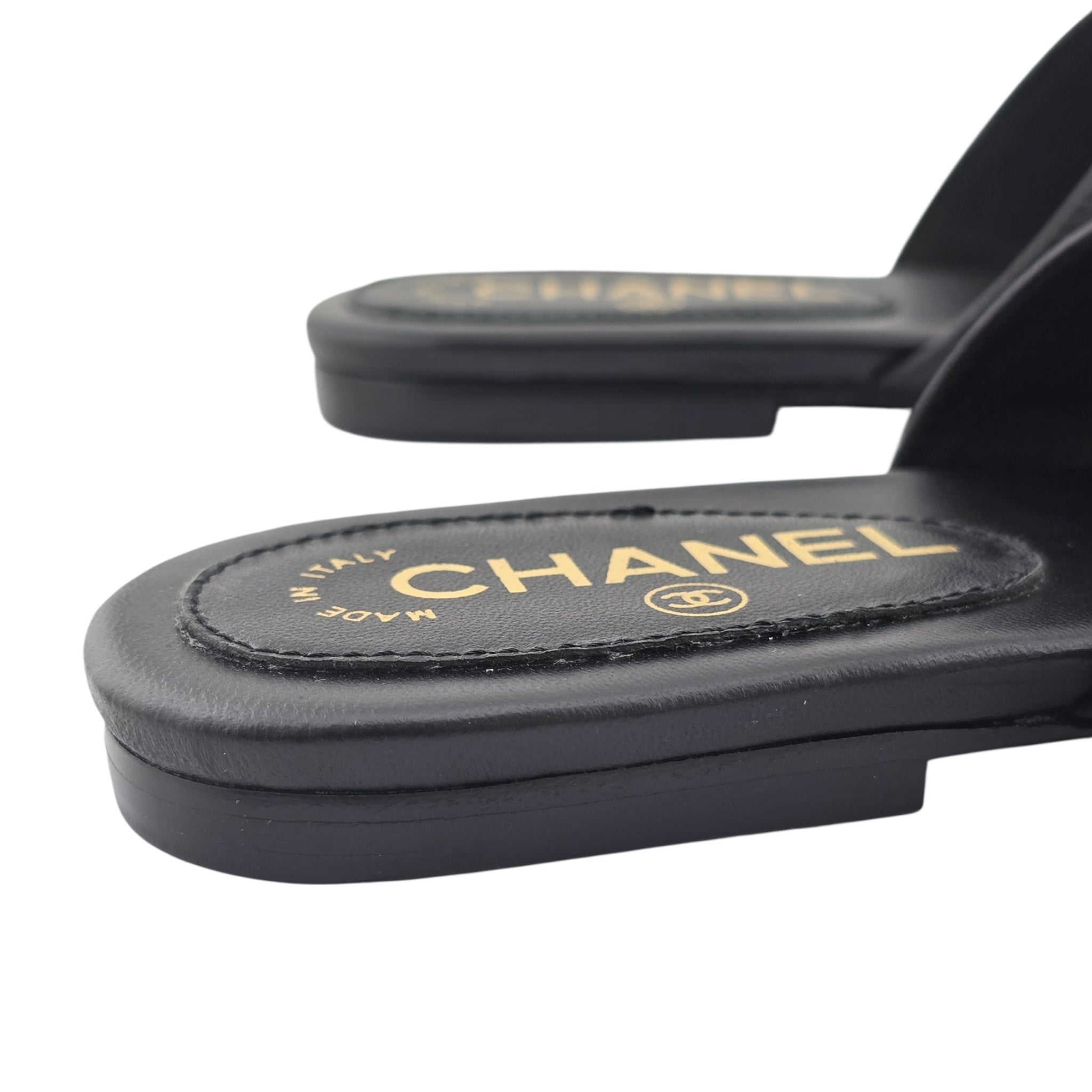 Chanel CC Black Turnlock Sandals - 39