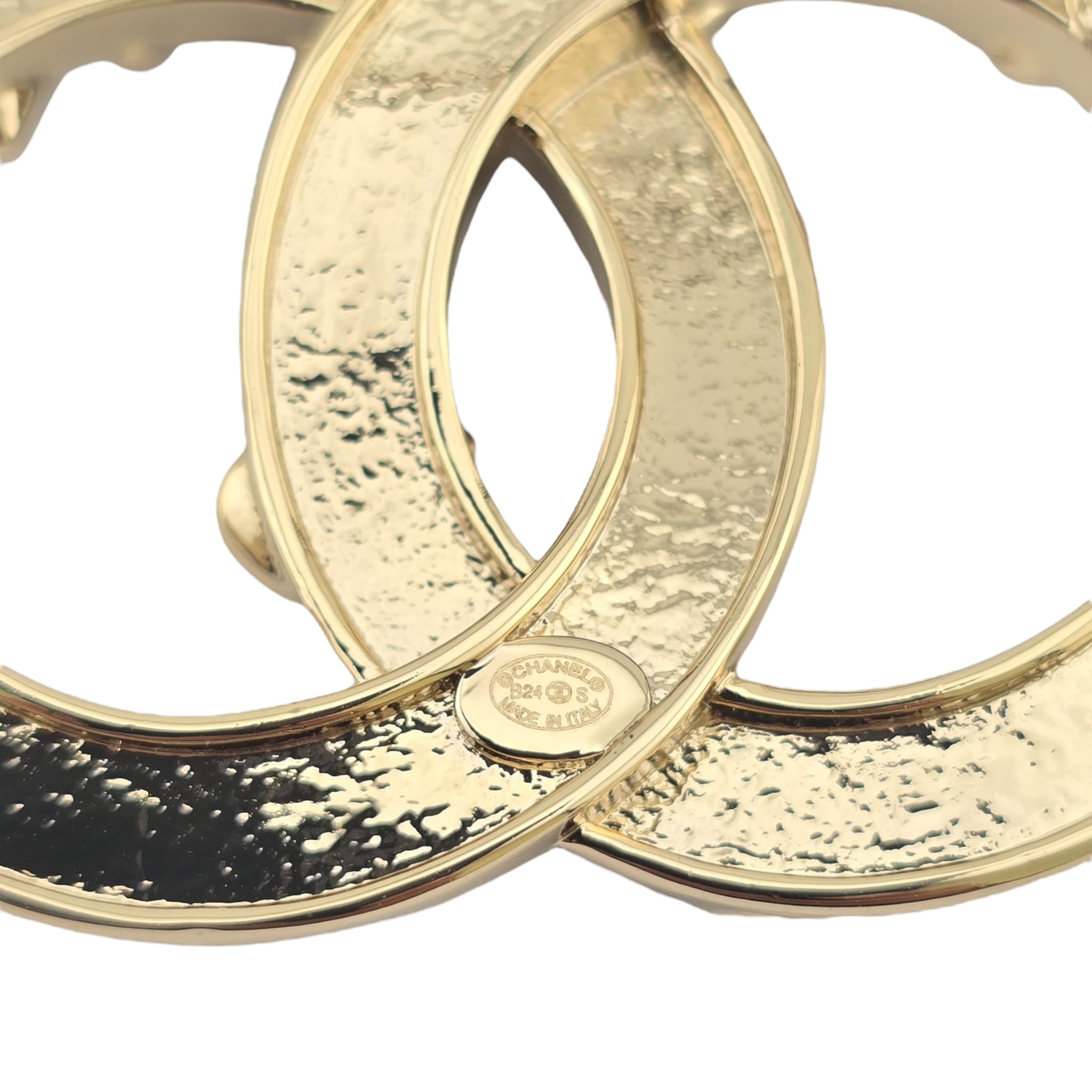 Chanel CC Black Gold Enamel Brooch 2024