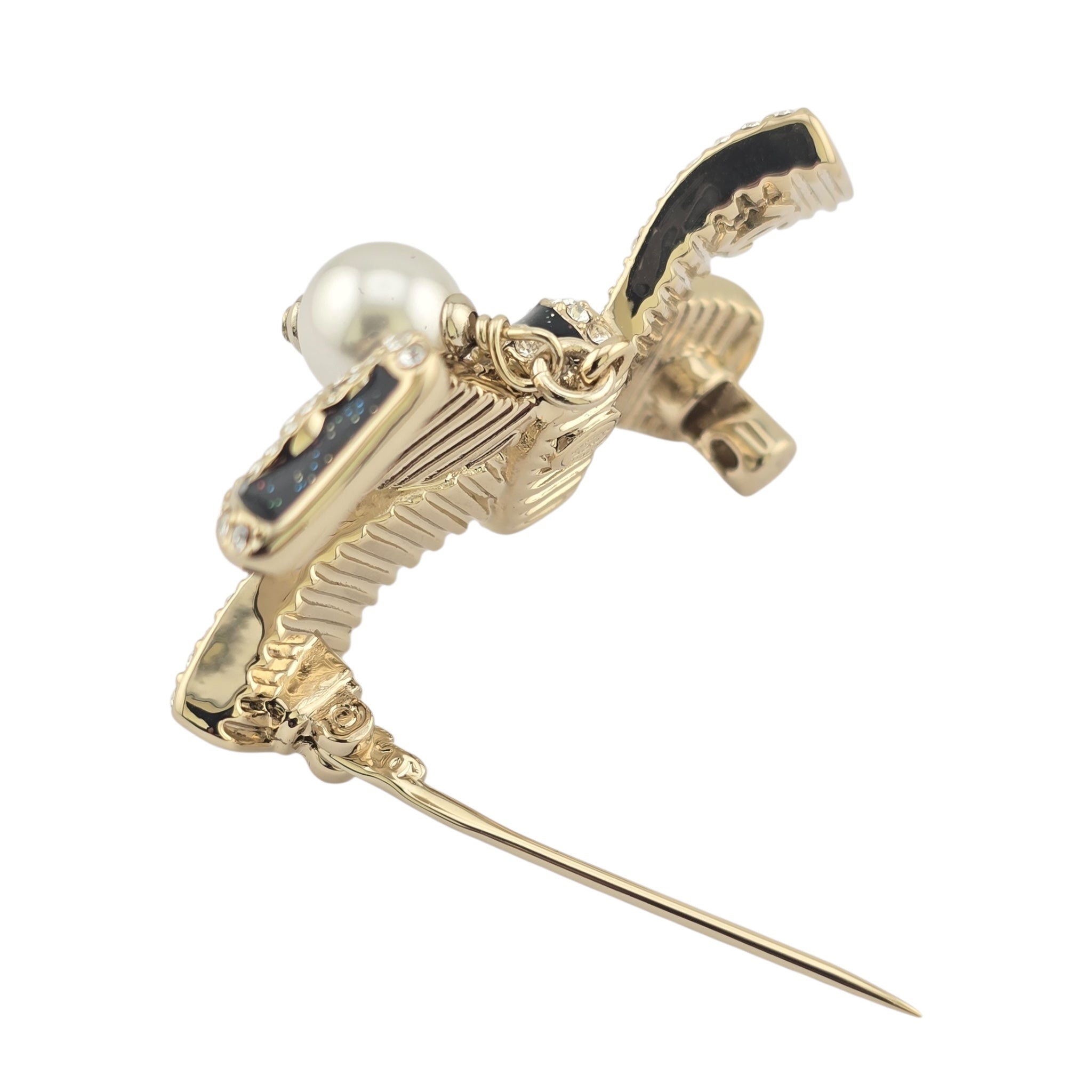 Chanel CC Gold Black Bow Brooch 2025 CHANEL