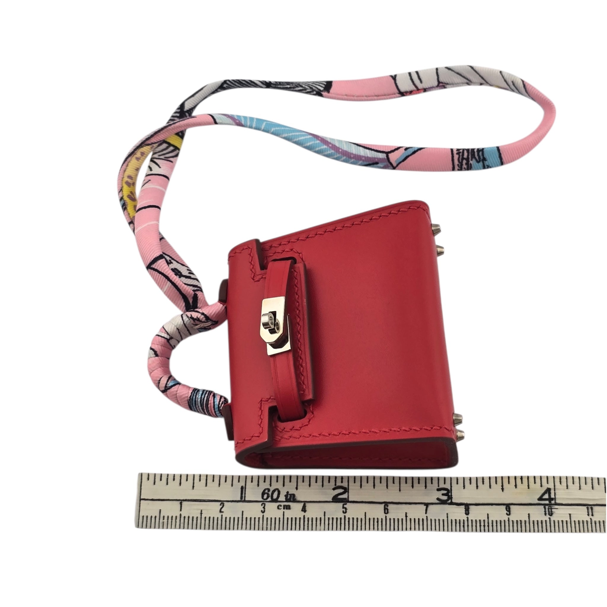 Hermes Tadelakt Mini Kelly Twilly Bag Charm Rouge HERMES