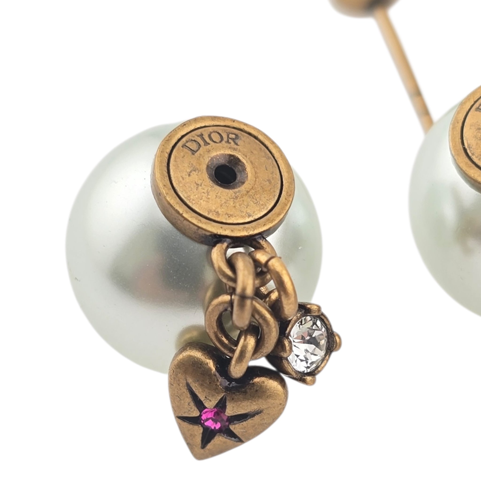 Christian Dior Tribales Gold Finish Pearl Charm Earrings DIOR