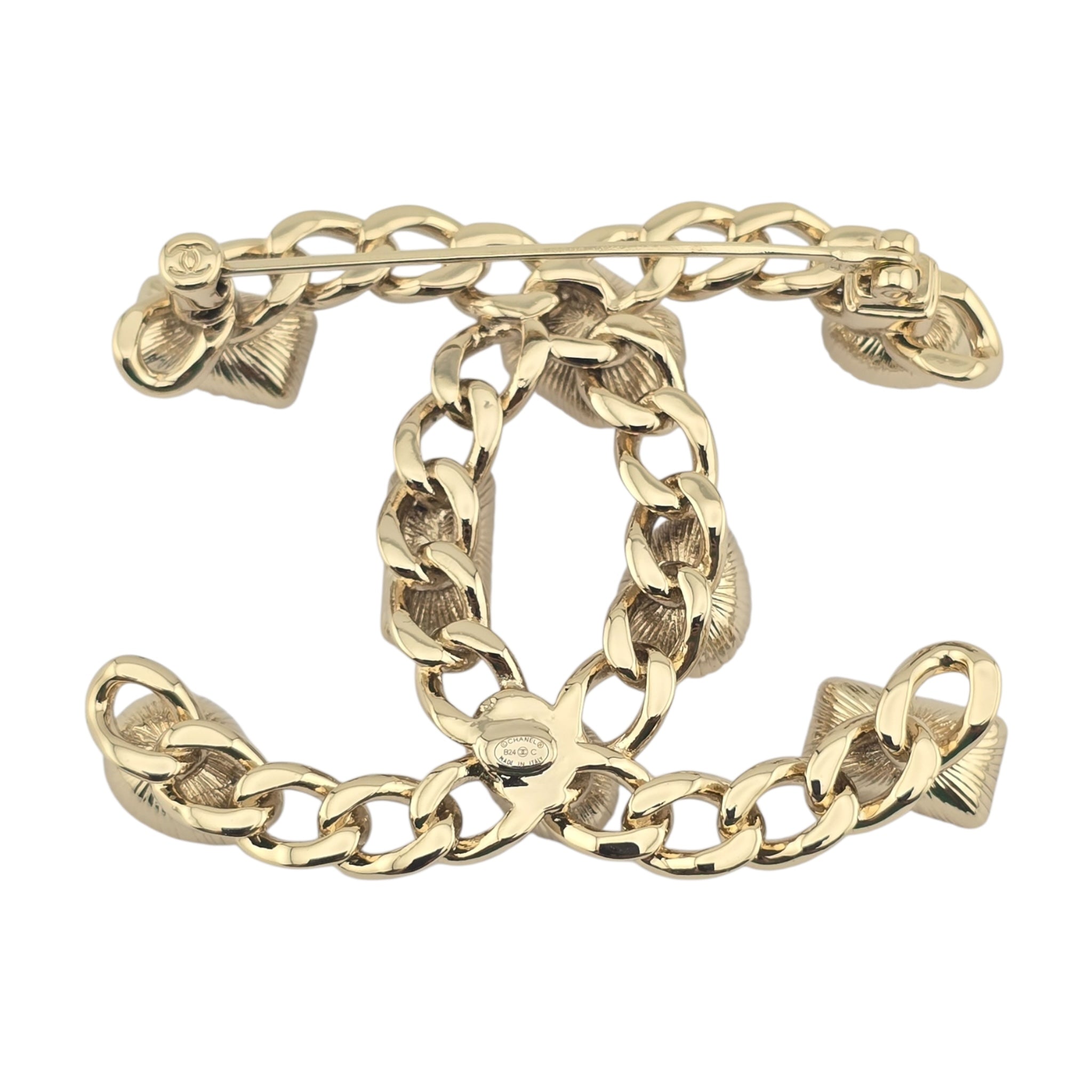 Chanel CC Gold Crystal Brooch 2024 CHANEL