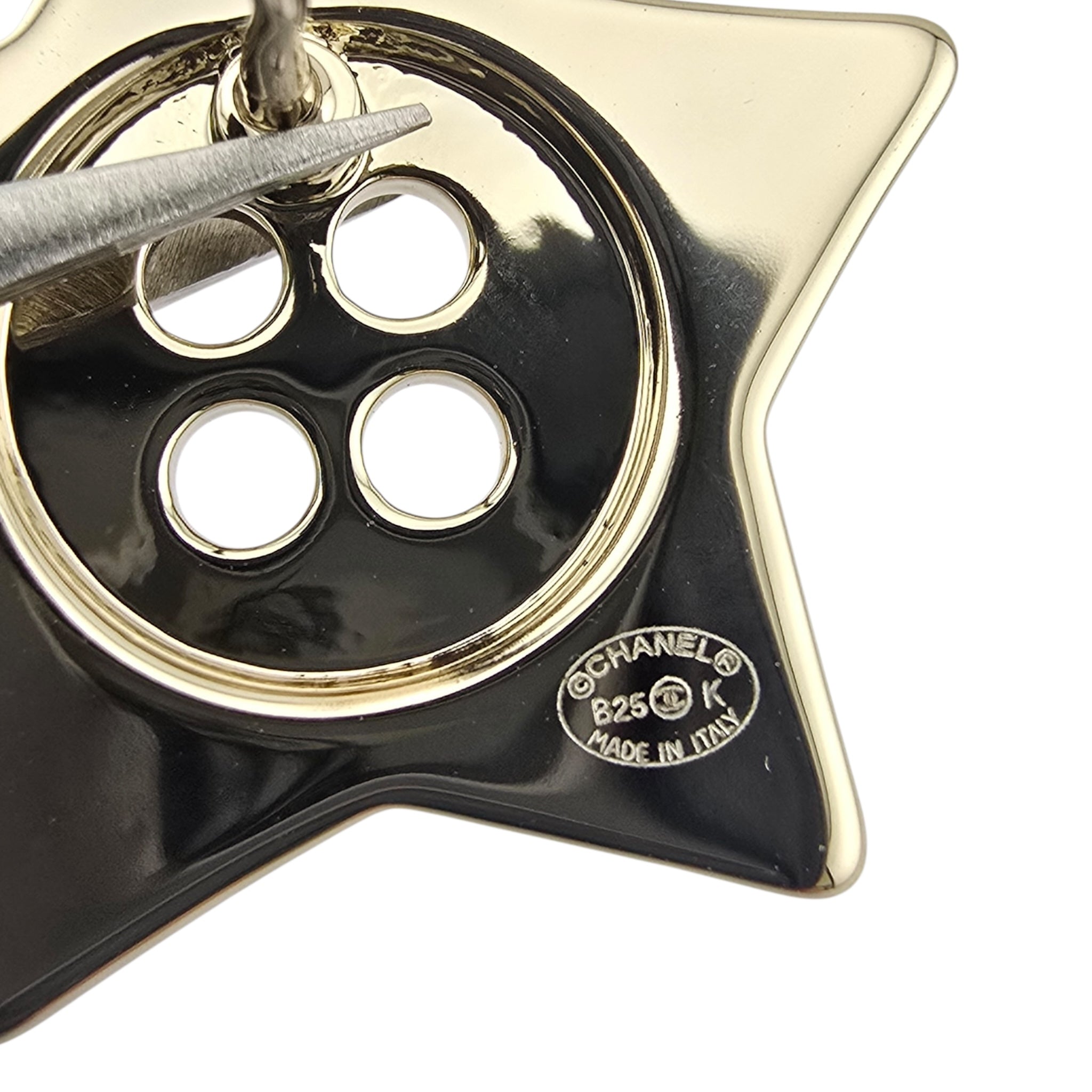 Chanel Logo Star Button Gold Earrings 2025 CHANEL