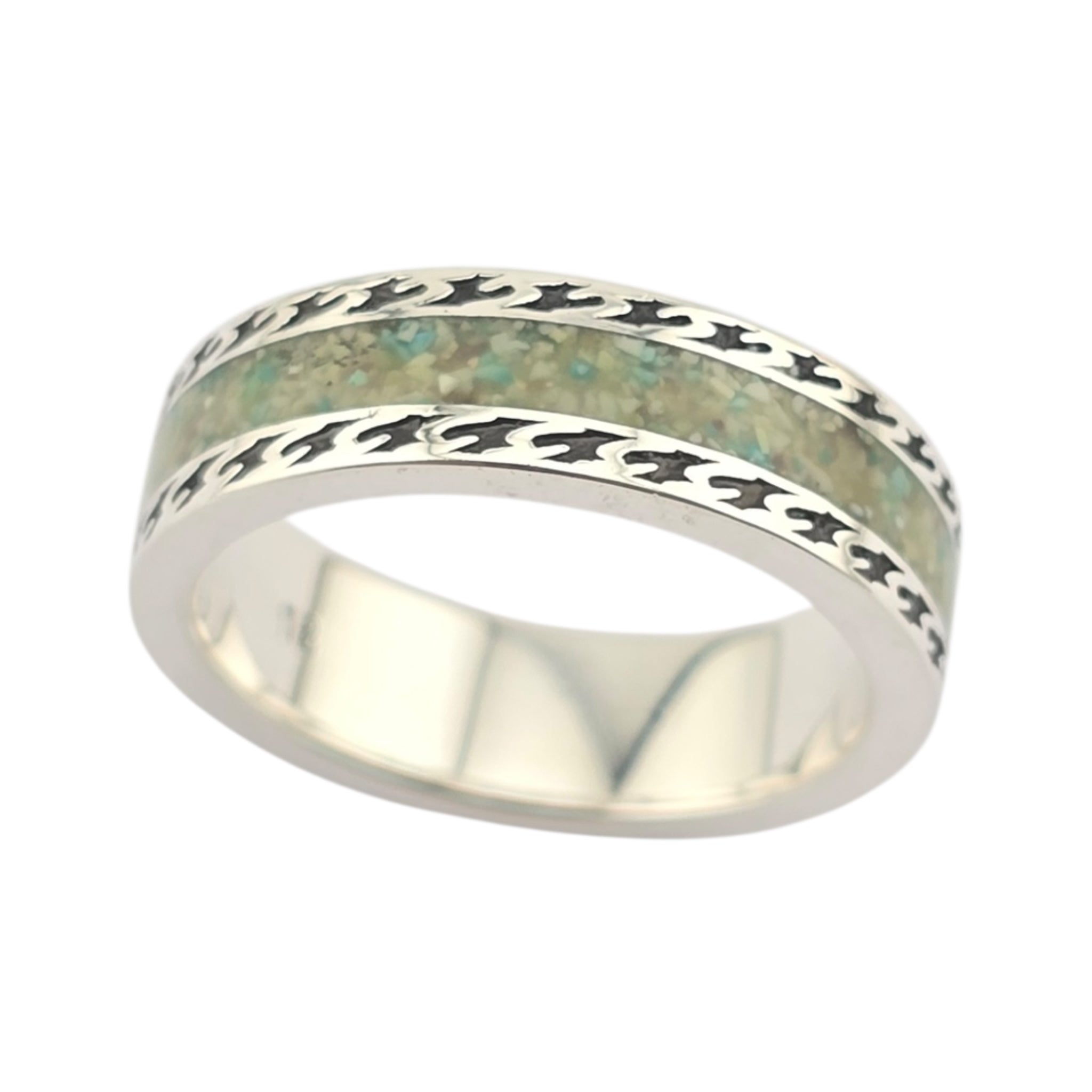 GUCCI Interlocking G Turquoise Enamel Sterling Silver Ring GUCCI