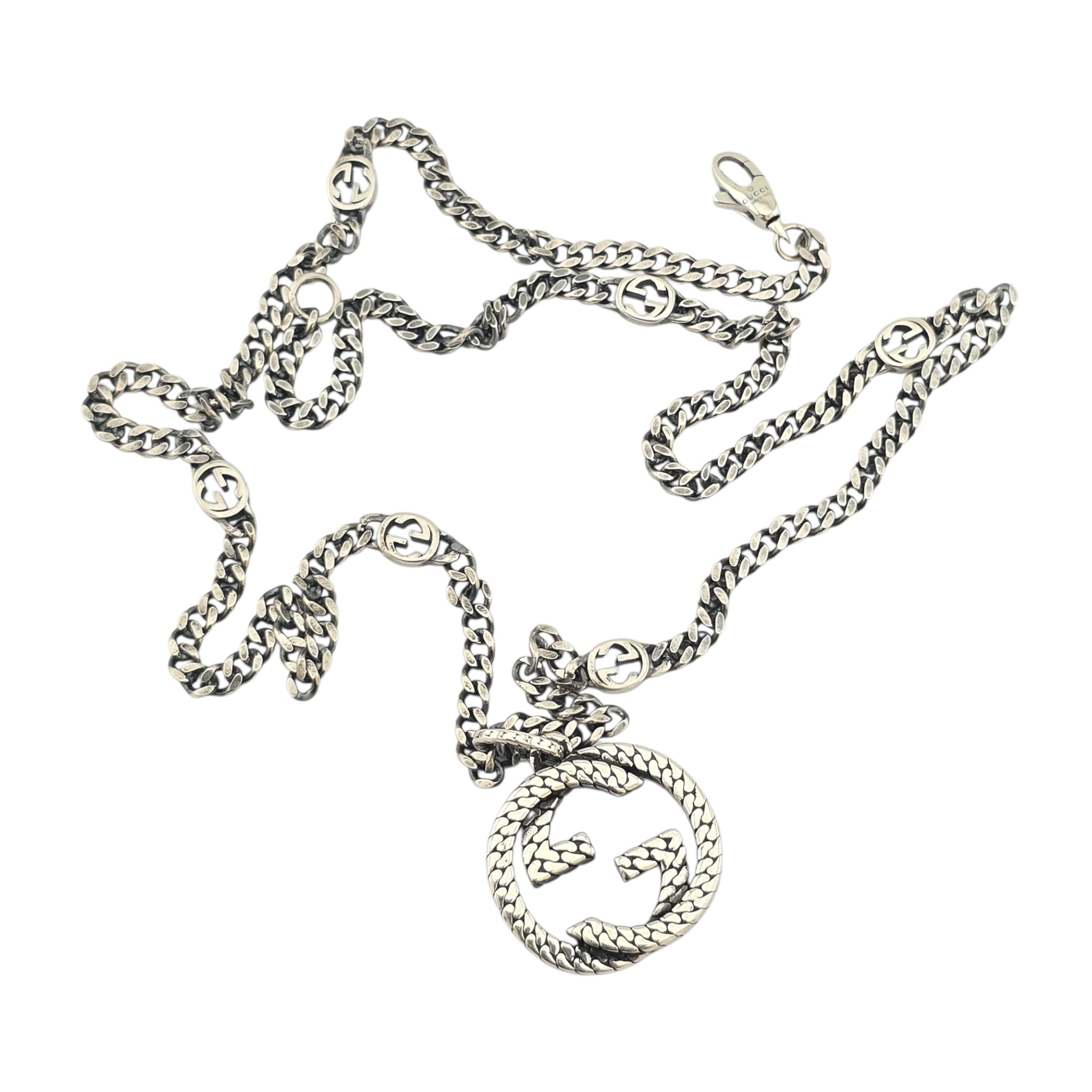 GUCCI GG Interlocking Silver Necklace 50cm GUCCI