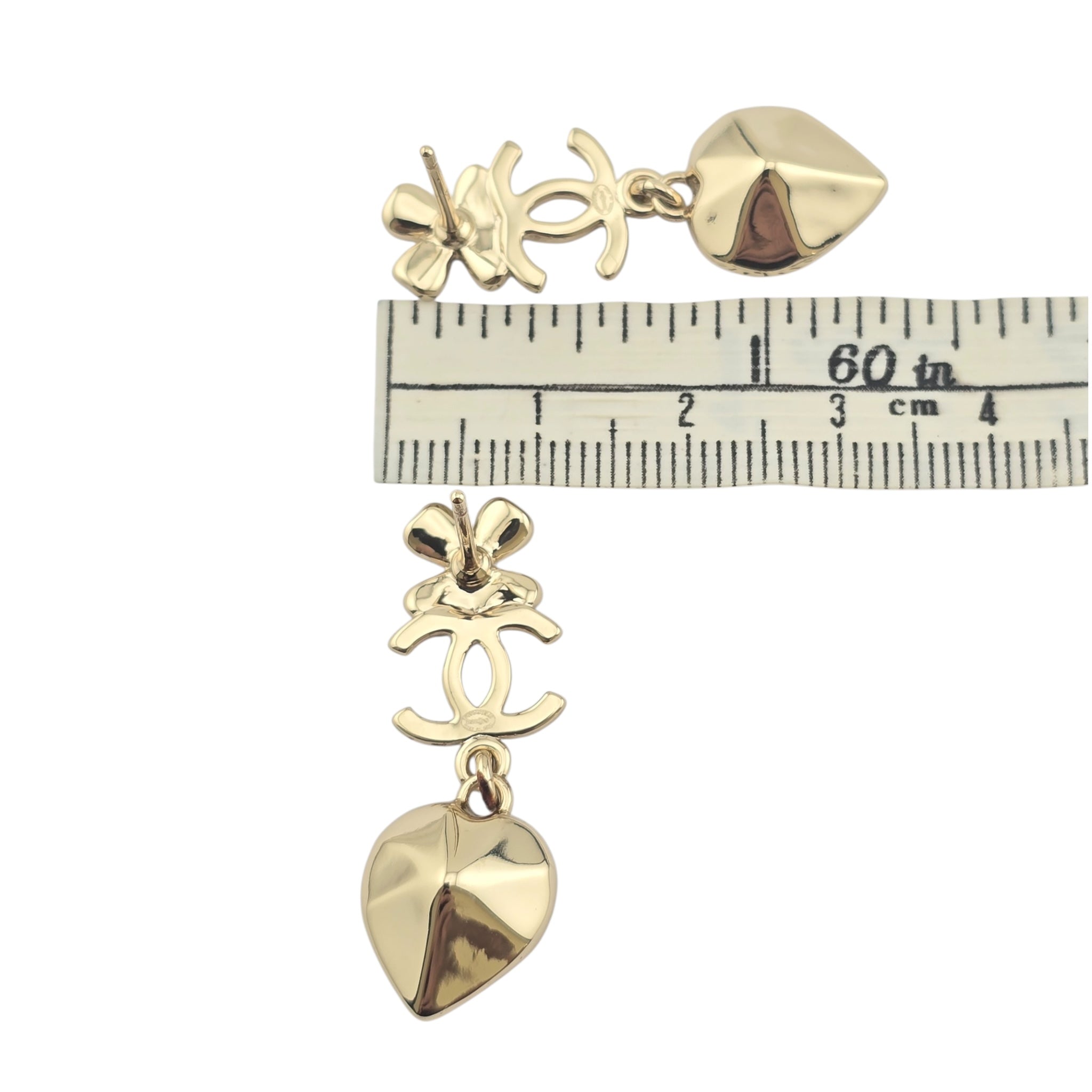Chanel CC Clover Heart Gold Earrings 2022 CHANEL