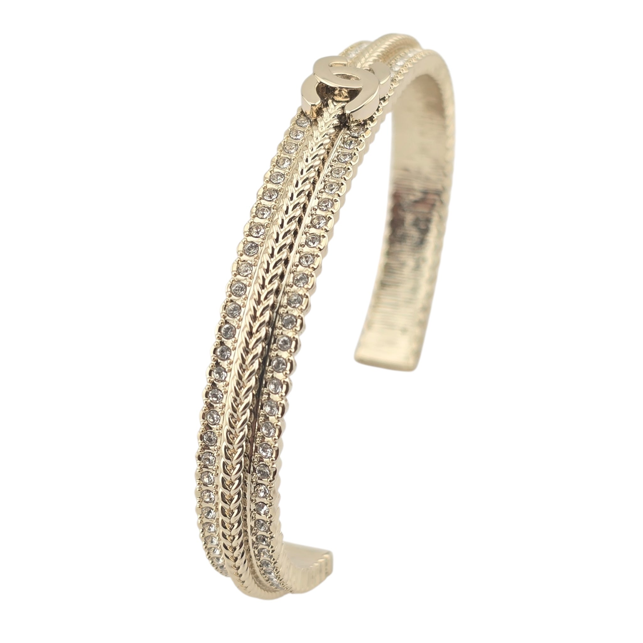 Chanel CC Crystal Gold Cuff Bracelet 2024 CHANEL