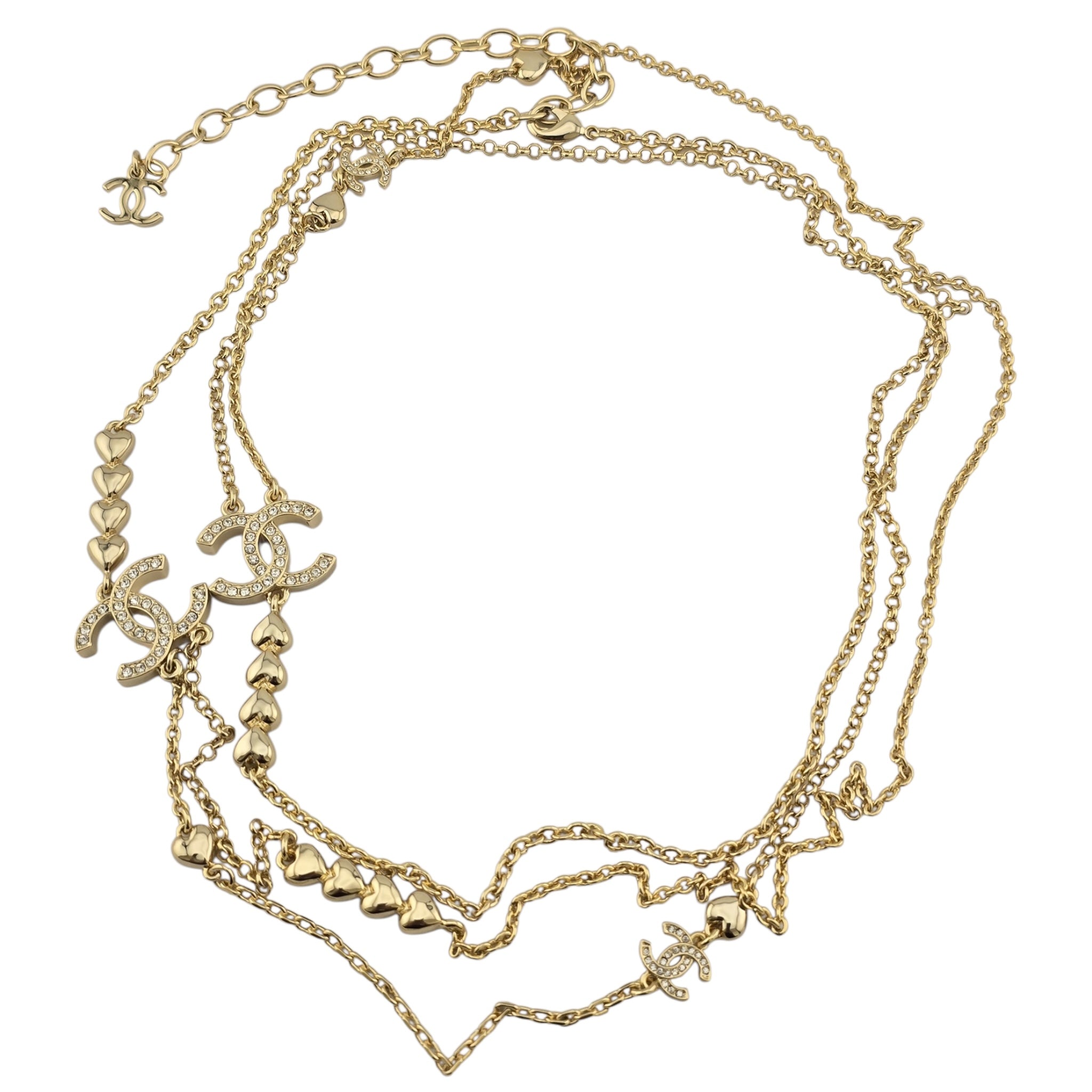 Chanel CC Long Necklace Gold Hearts 2023 CHANEL