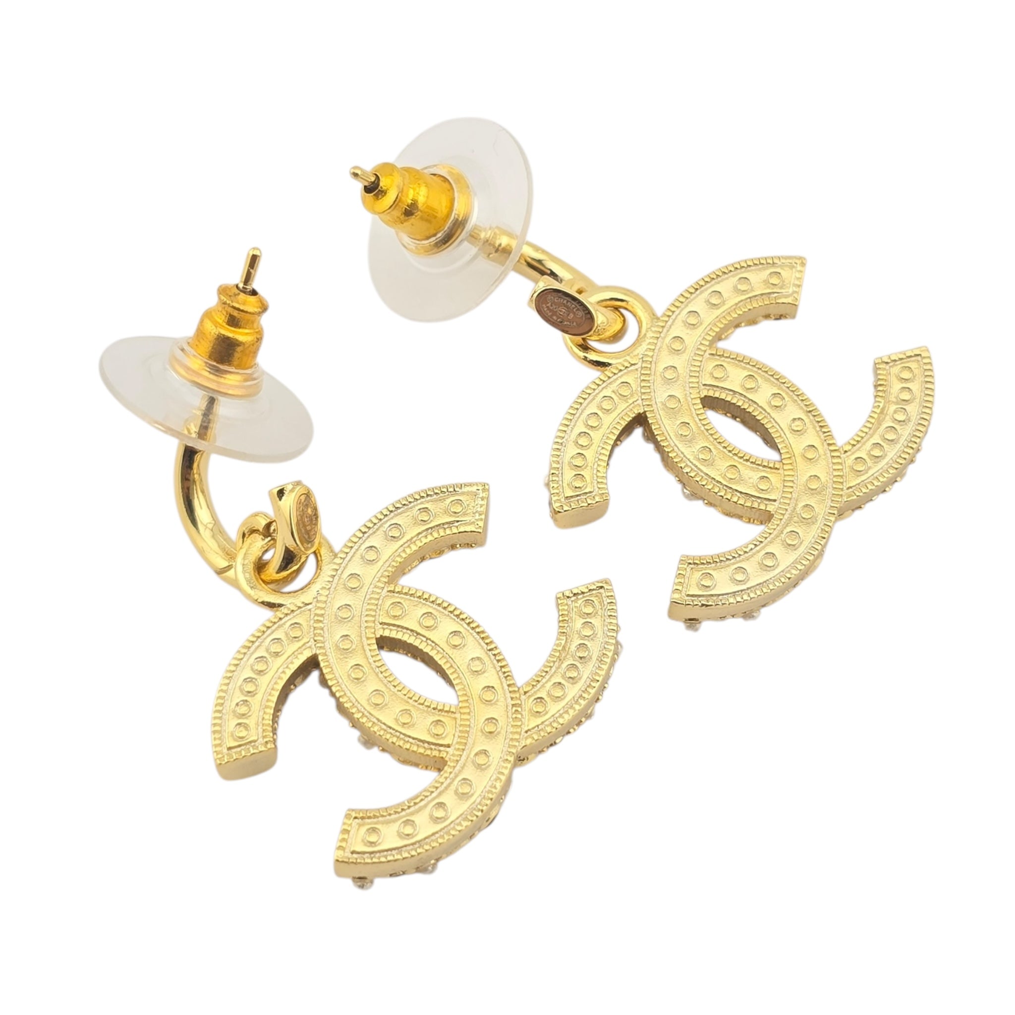 Chanel CC Gold Drop Crystal Faux Pearl Earrings 2022 CHANEL