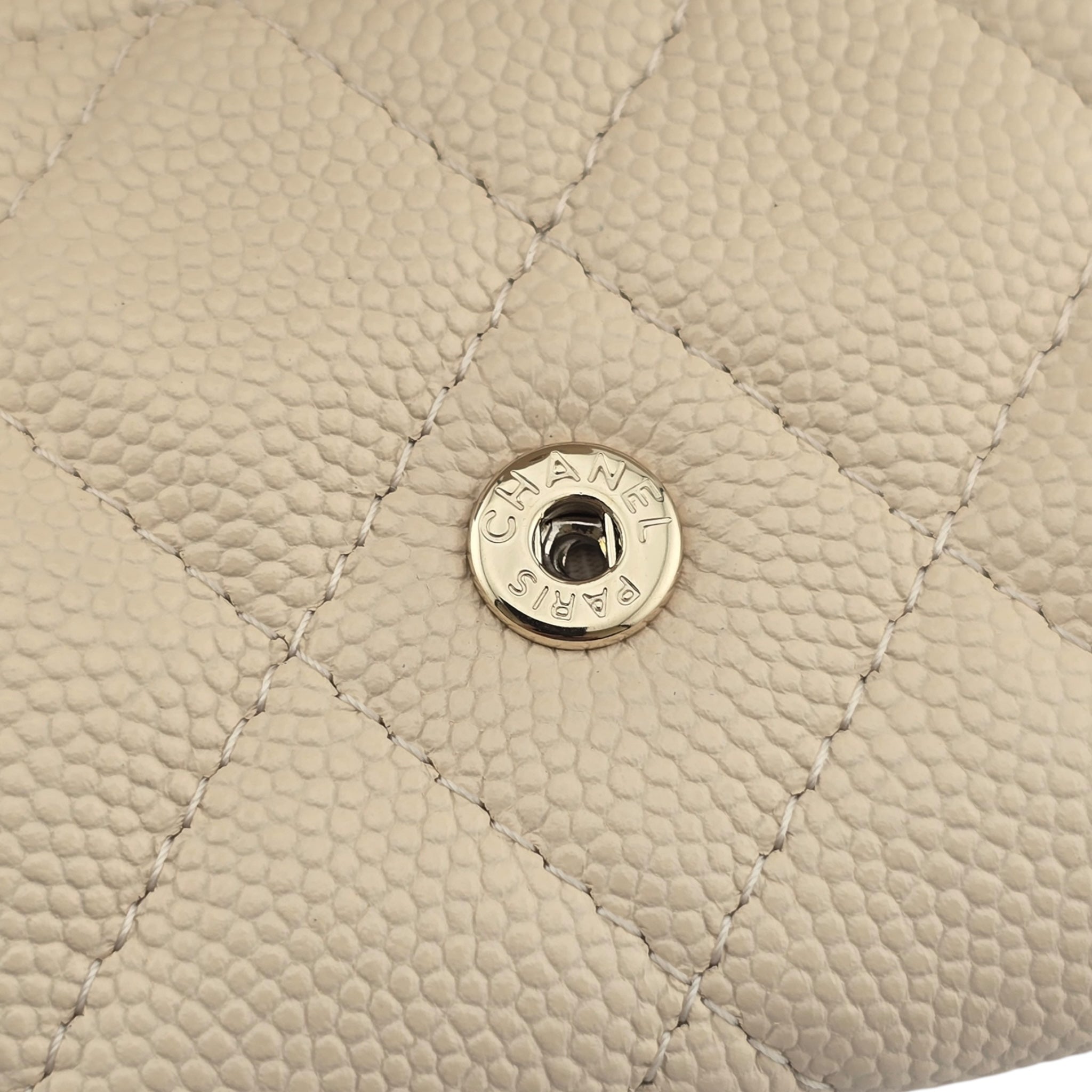Chanel CC Caviar Beige Classic Flap Cardholder CHANEL