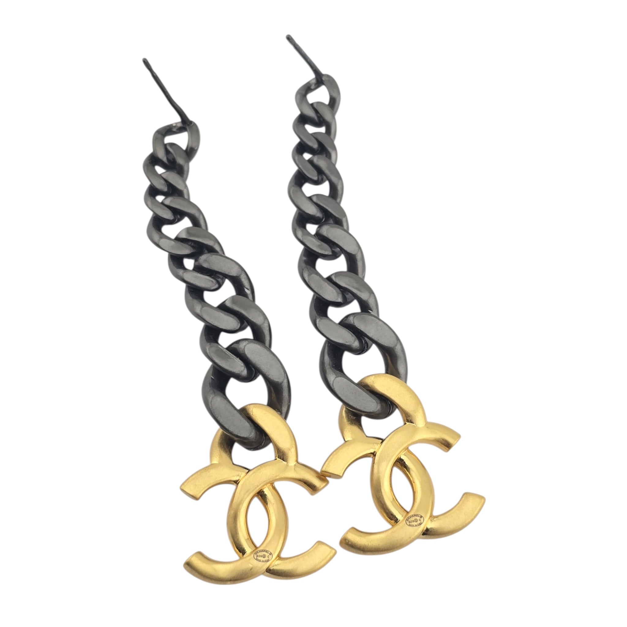 Chanel CC Chain Earrings Gold Ruthenium 2020 CHANEL