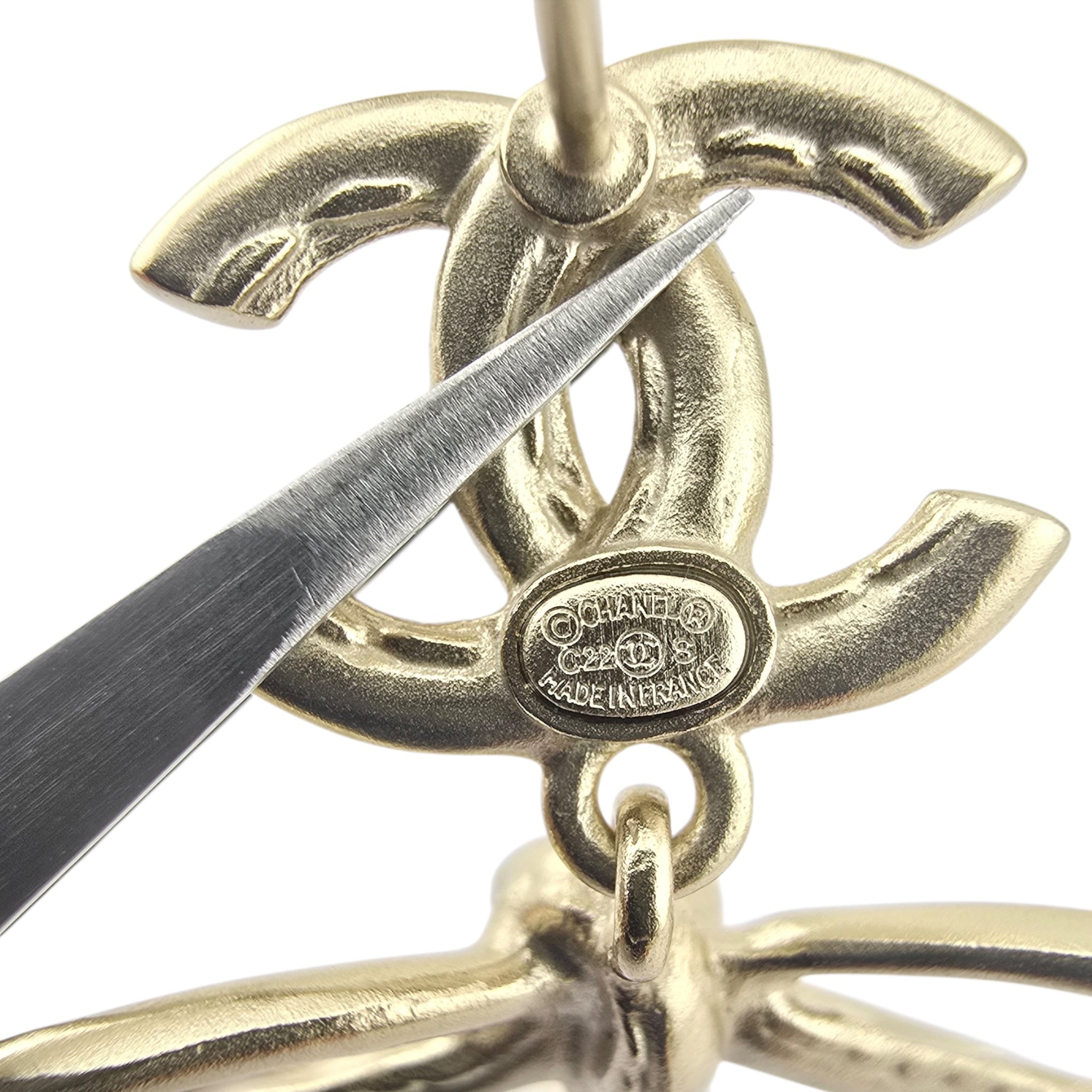 Chanel CC Bow Drop Earrings Gold 2022 CHANEL