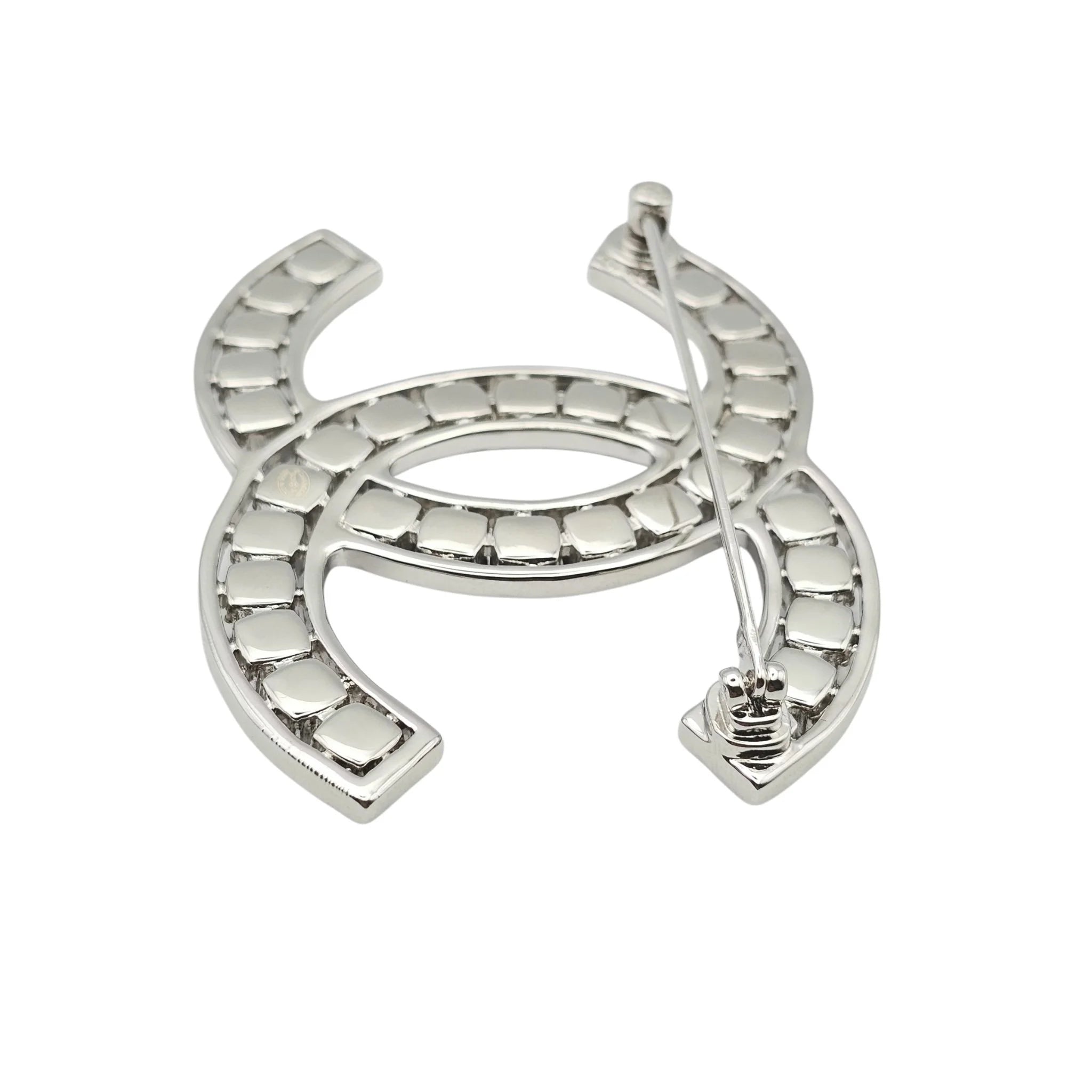Chanel CC XL Crystal Silver Brooch 2023 CHANEL