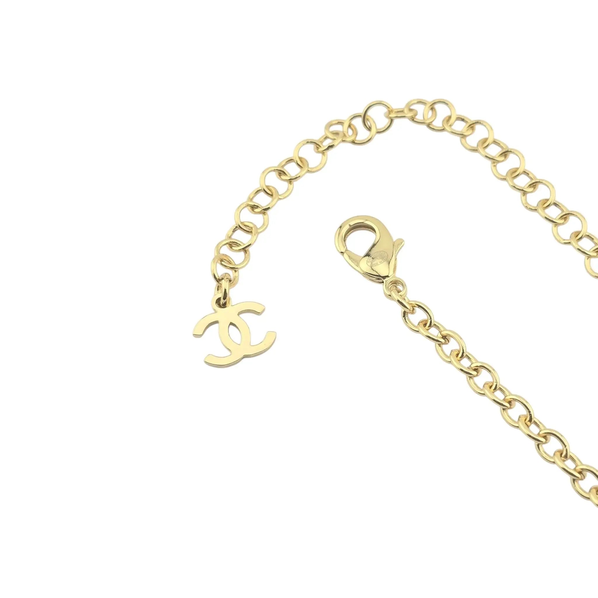 Chanel CC Gold Crystal Enamel Necklace 2024 CHANEL