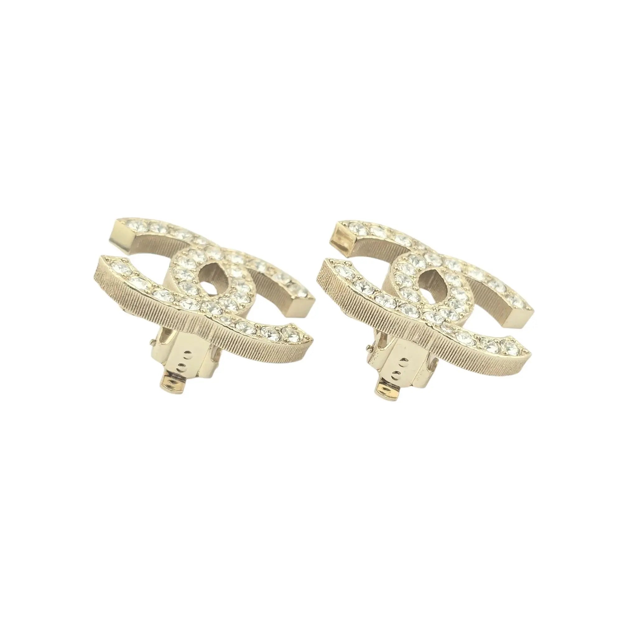 Chanel CC Crystal Gold Clip On Earrings 2024 CHANEL