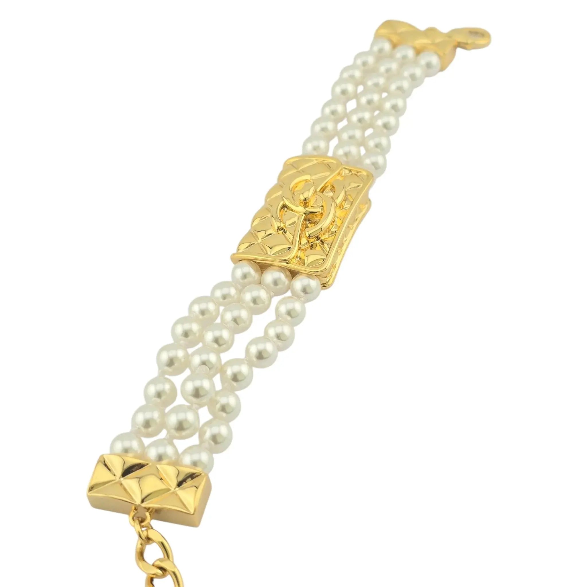 Chanel CC Faux Pearl Matelasse Bracelet 2024 CHANEL
