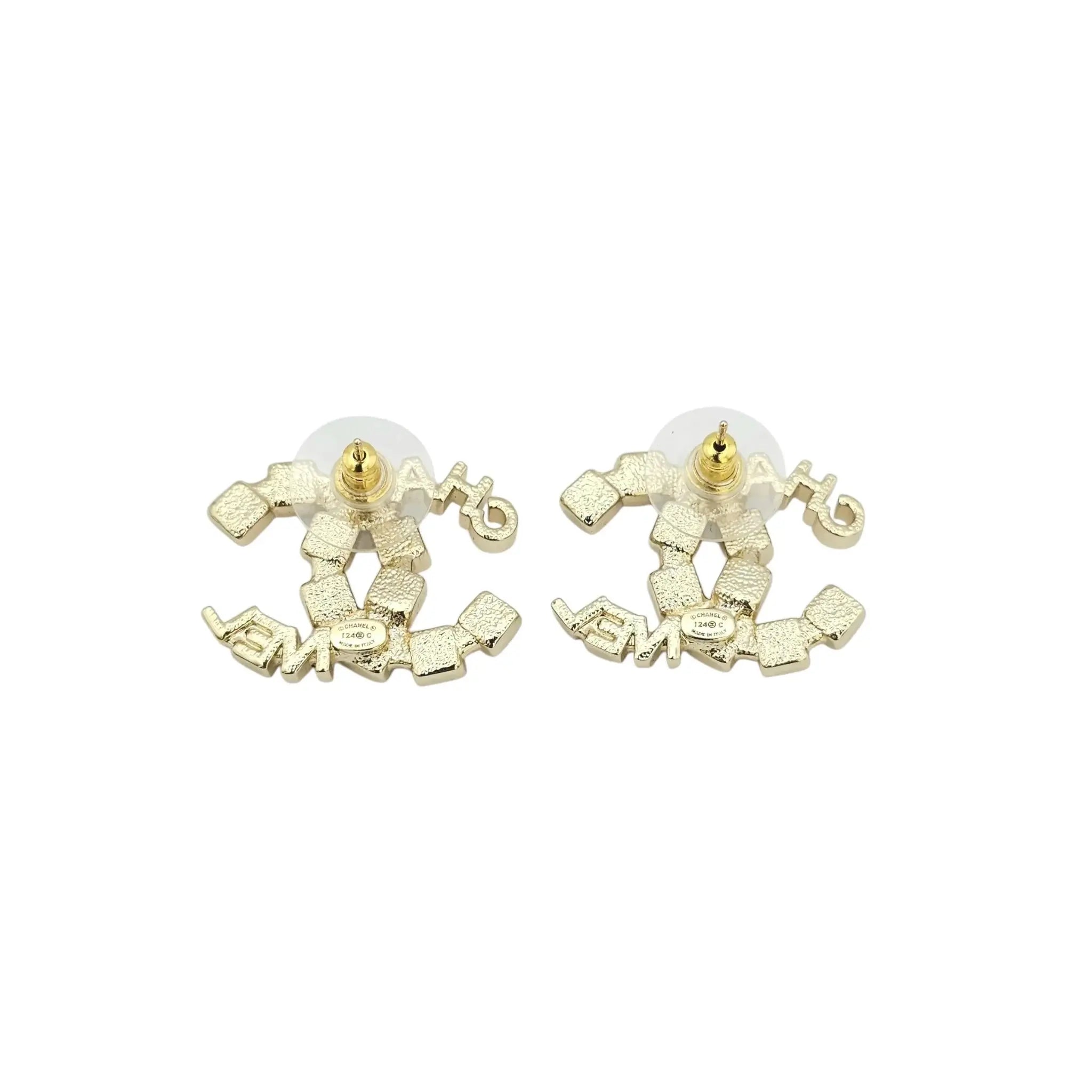 Chanel CC Gold Baguette Crystal Stud Earrings 2024 CHANEL