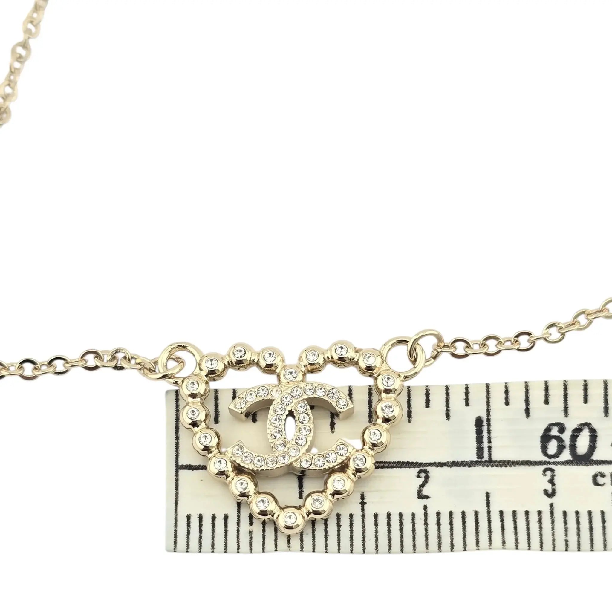 Chanel CC Crystal Heart Gold Necklace 2025 CHANEL