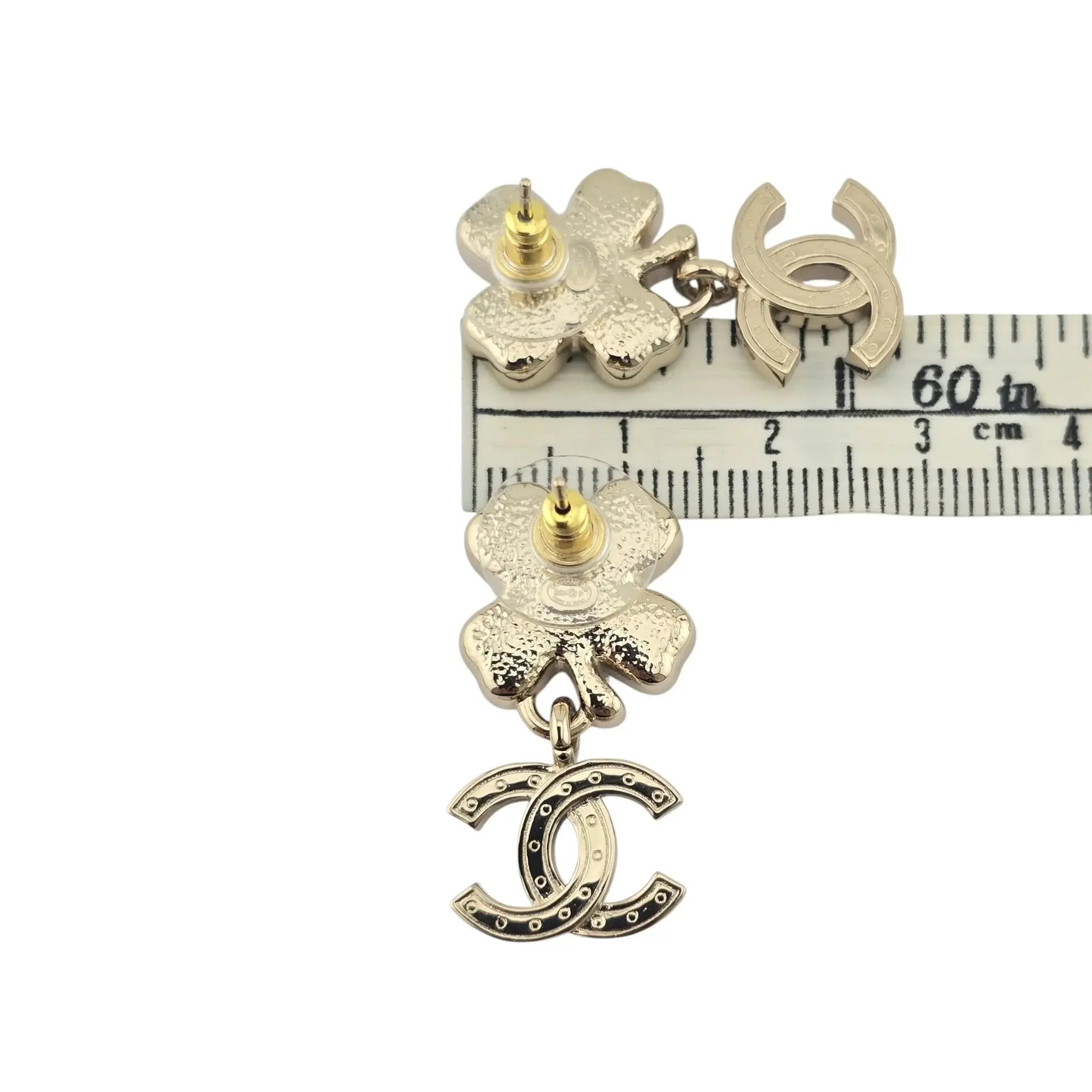Chanel CC Gold Crystal Star Floral Drop Earrings 2025 CHANEL