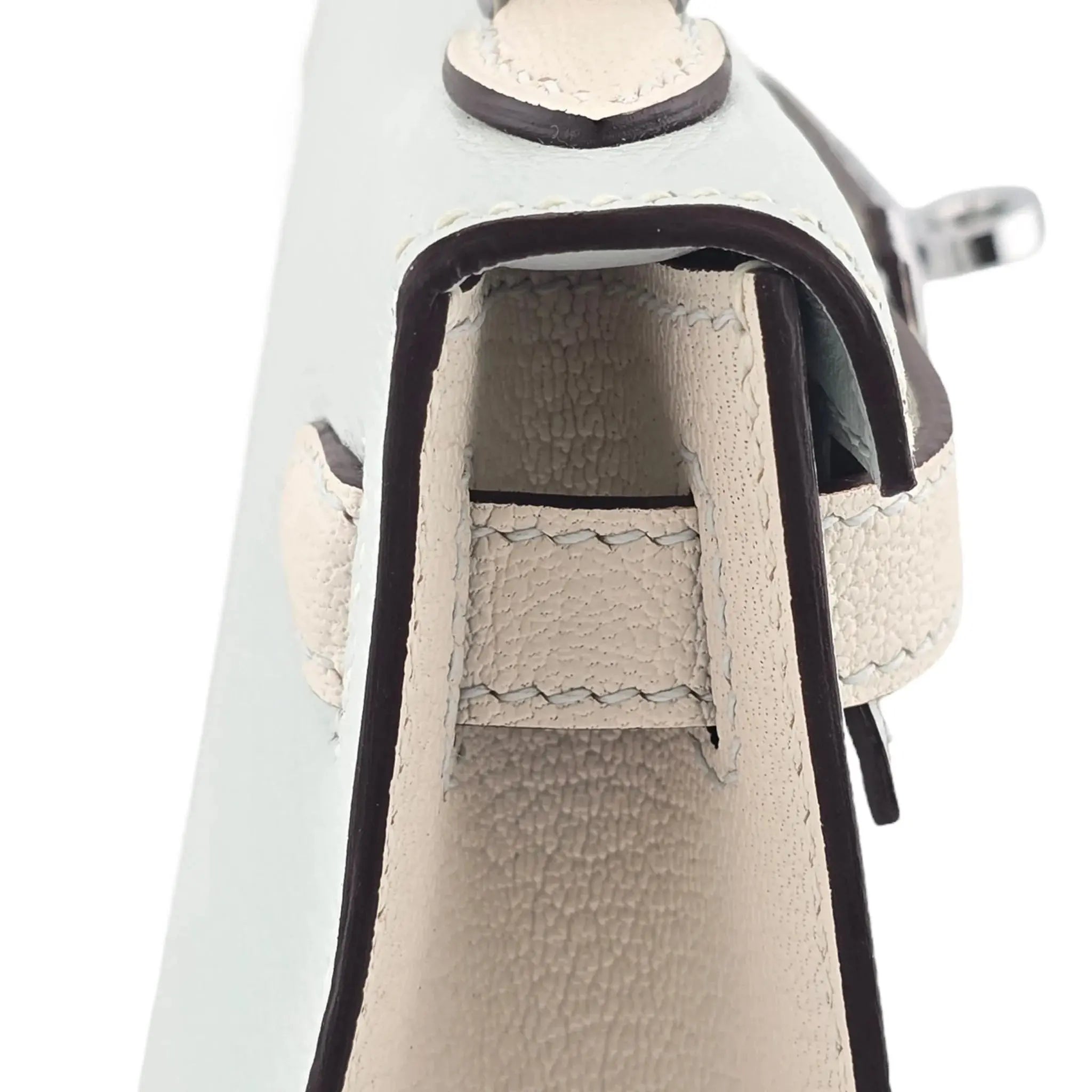 Hermes Chevre Mysore Horseshoe Mini Kelly Sellier 20 Bleu Brume Nata Bag HERMES