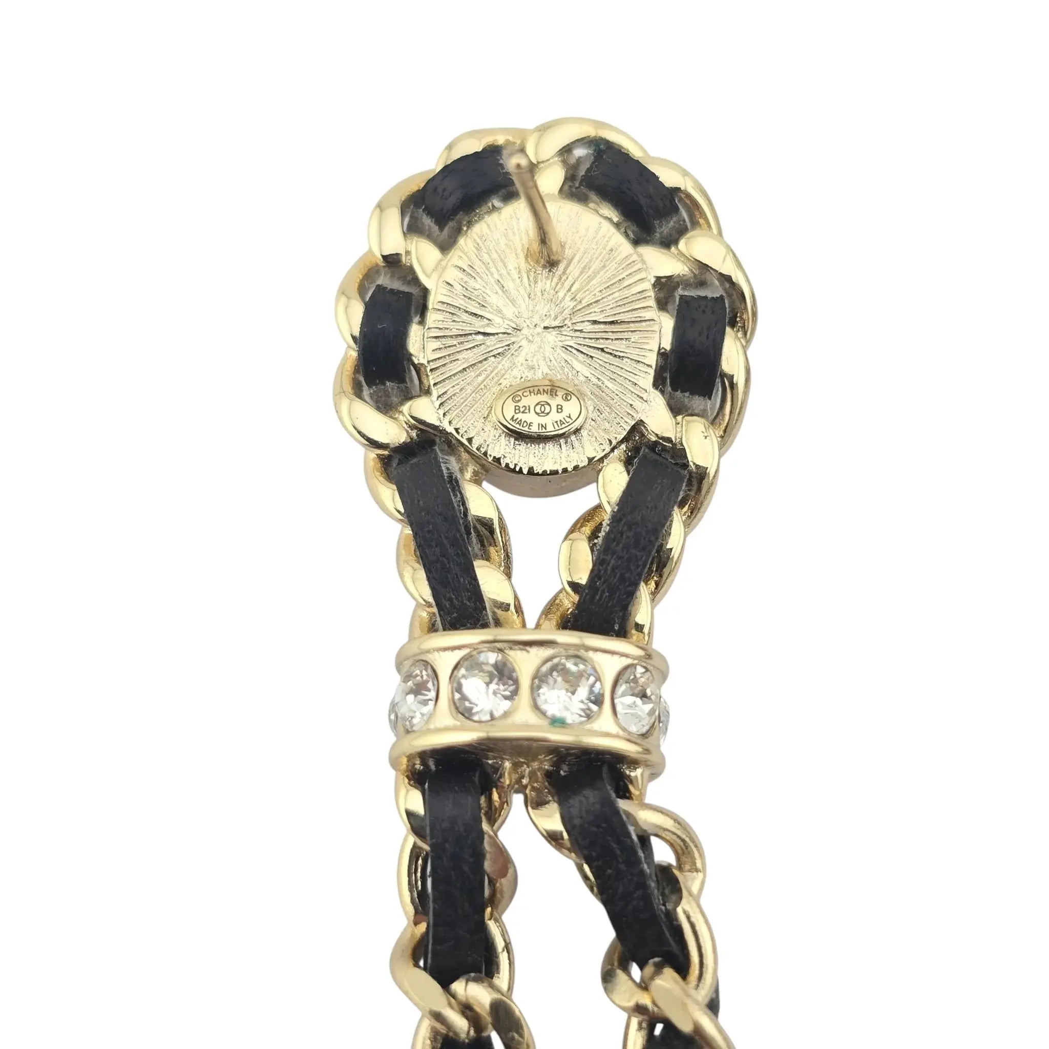 Chanel CC Black Leather Drop Earrings 2021 CHANEL