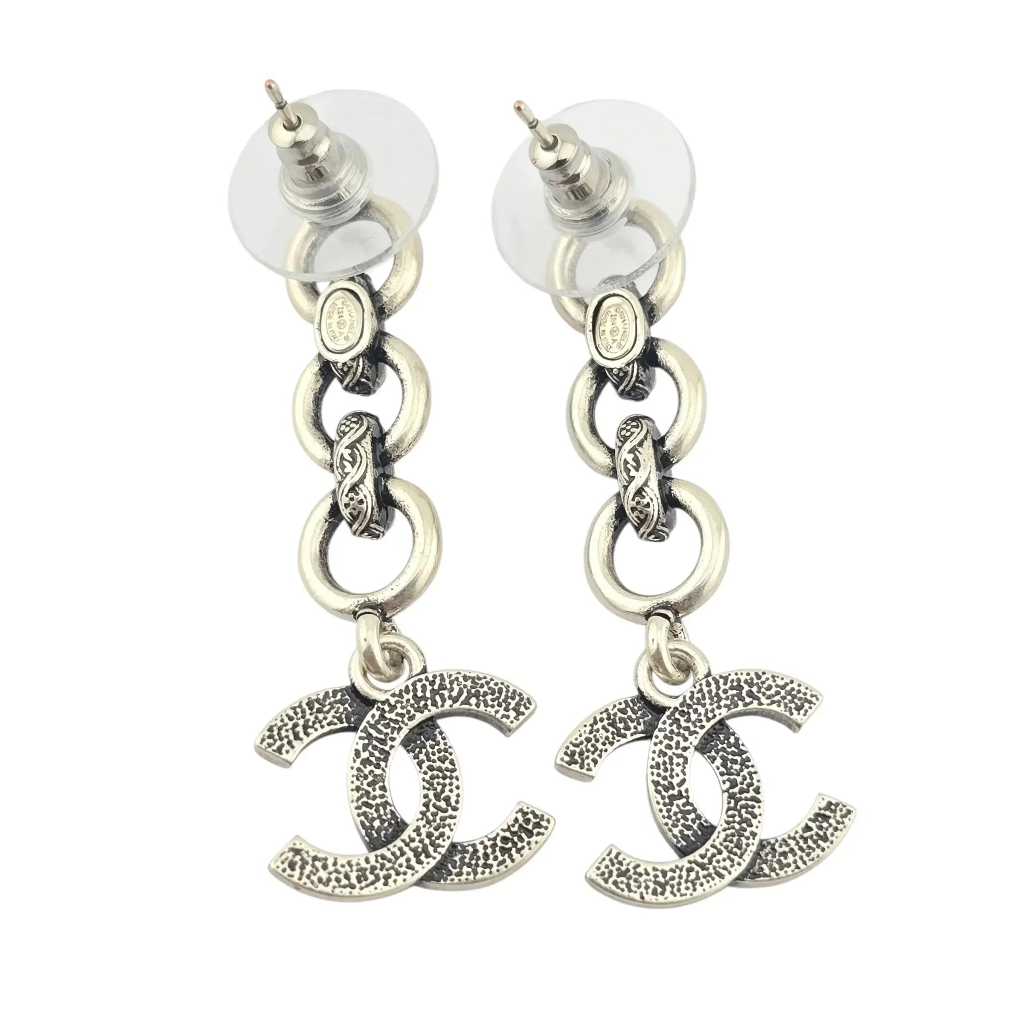 Chanel CC Silver Stud Earrings 2024 CHANEL