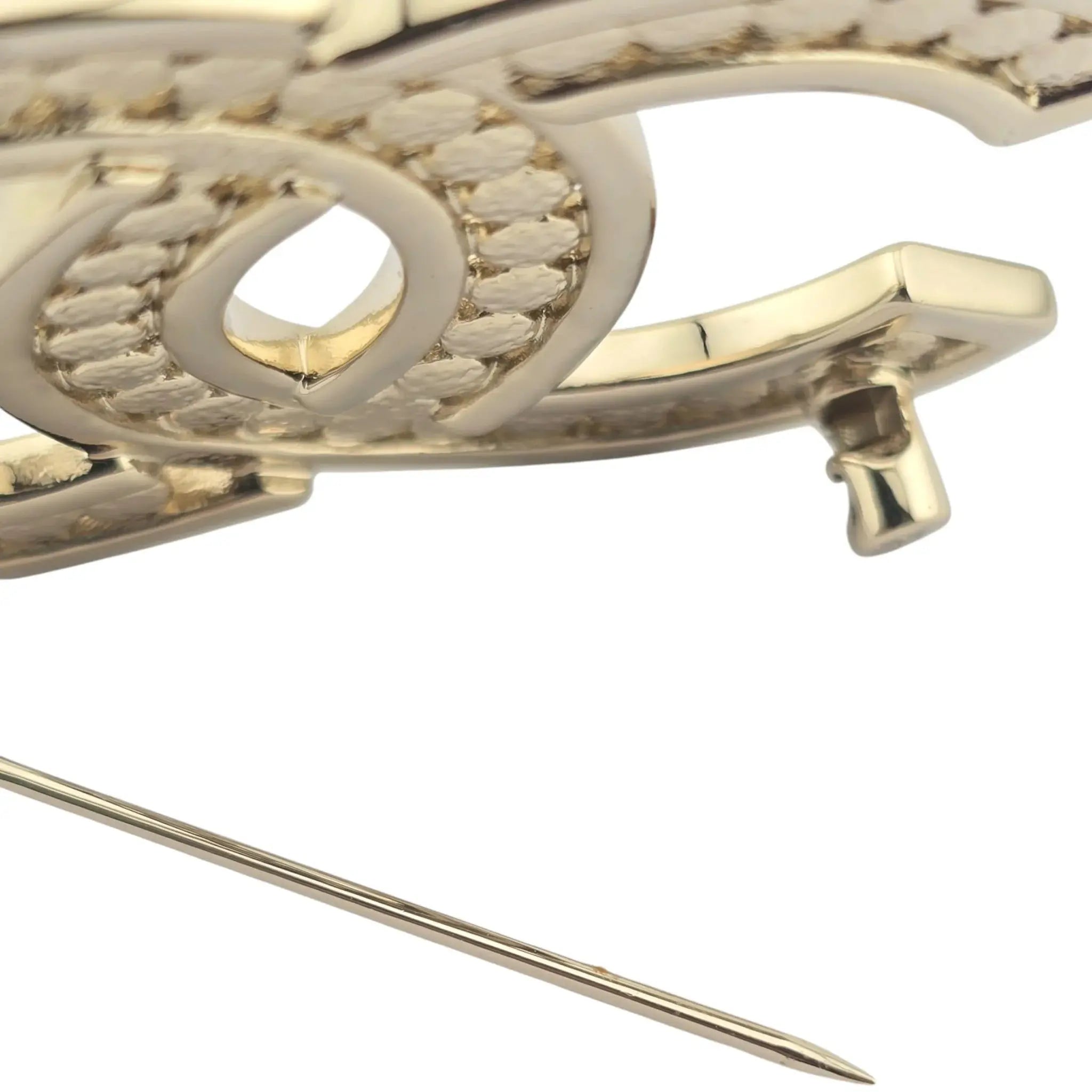 Chanel CC Metal Crystal Brooch Gold Black CHANEL