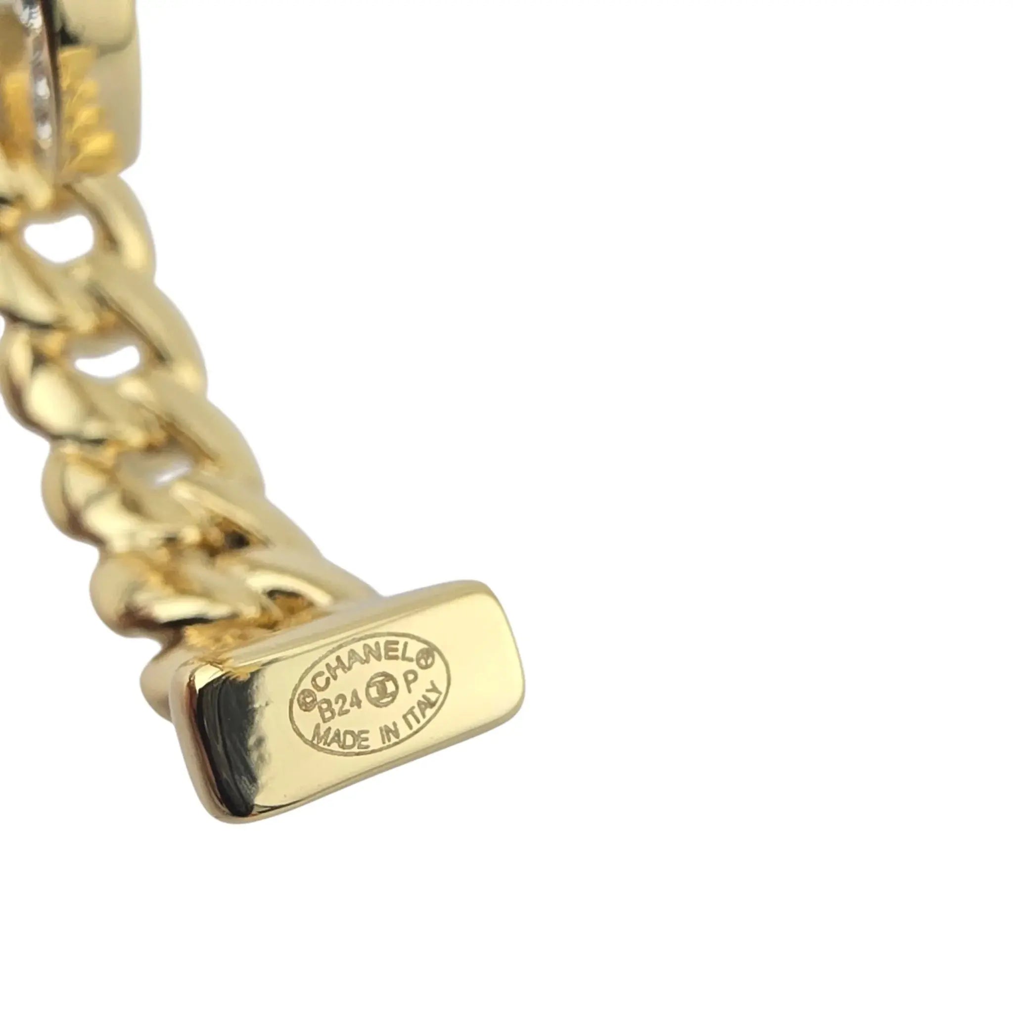 Chanel CC Crystal Hoop Earrings Gold CHANEL