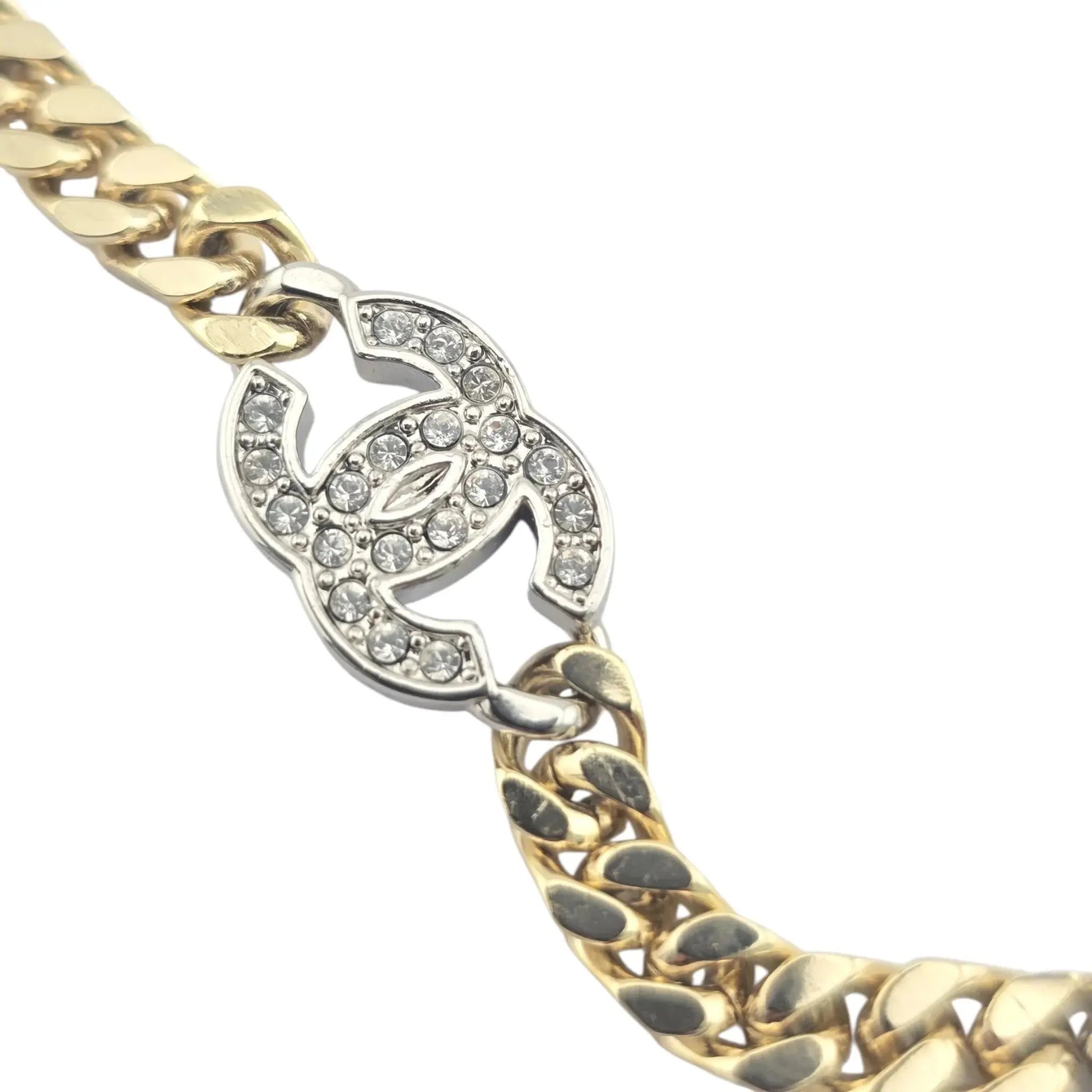 Chanel CC Gold Crystal Chain Silver Long Necklace 2021 CHANEL