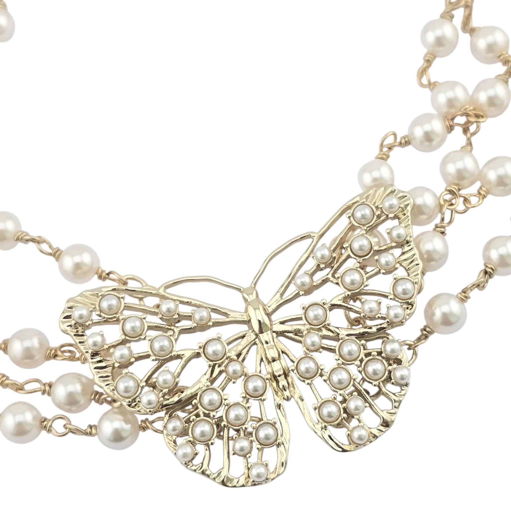 Christian Dior Toile de Jouy Papillon Butterfly Choker Necklace DIOR