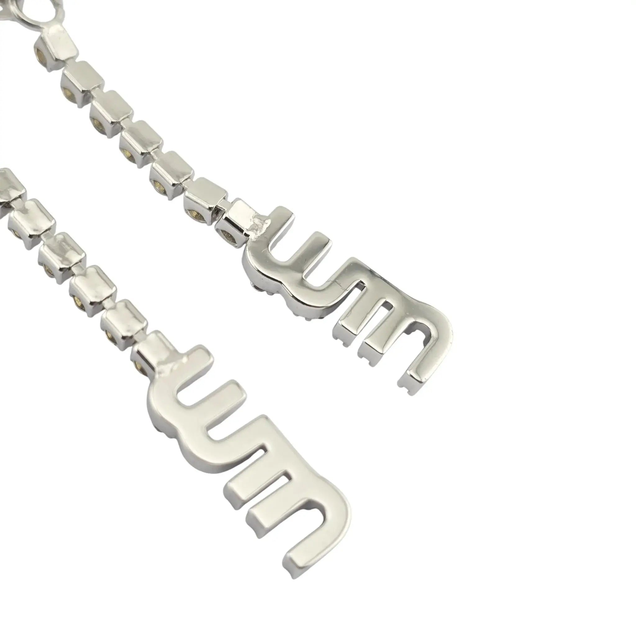 Miu Miu Logo Silver Crystal Earrings MIU MIU