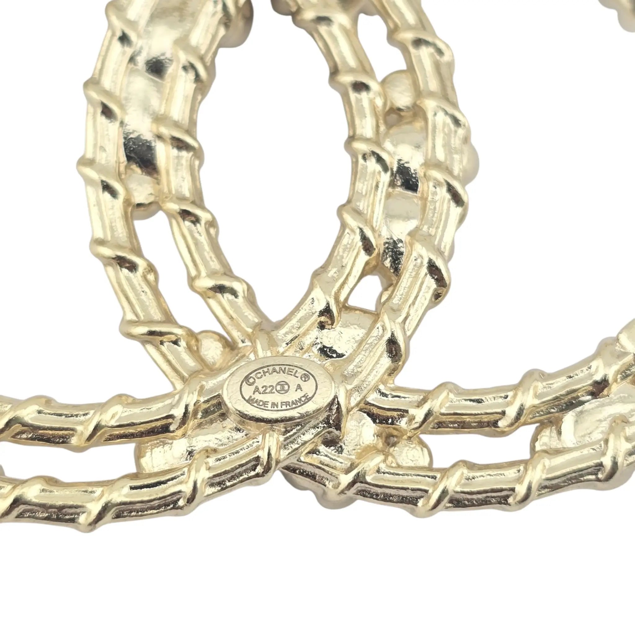 Chanel CC Metal Crystal Camellia Brooch Light Gold CHANEL